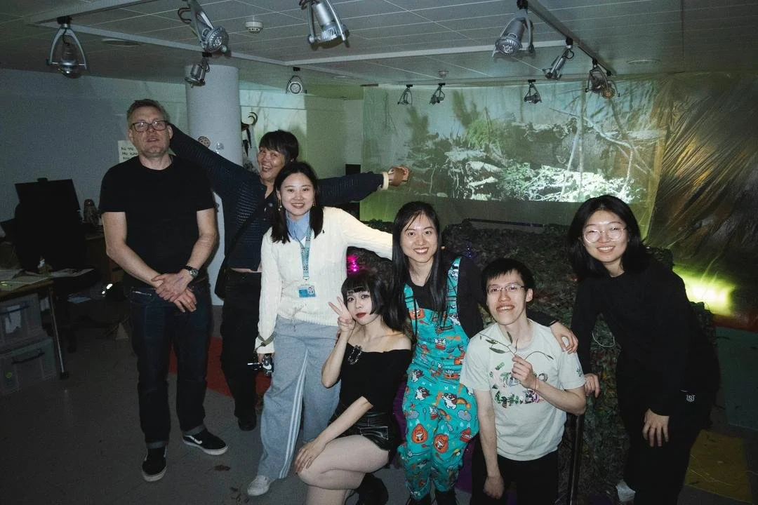 'Becoming MushRoom' Team group photo (left to right: James Norton, Alex, Mika Yang (photographer), Lushi Liu, Yuanting Qiu, Kevin Lim, Sandy Yang)