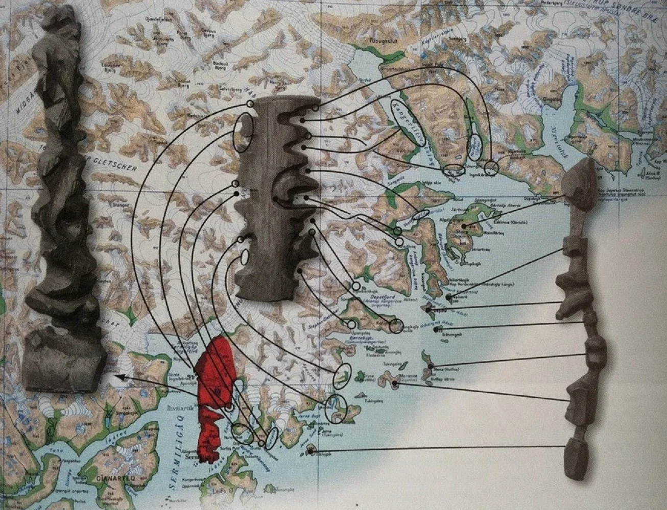 Inuit cartography, showing the maps of the coasts using carved woods