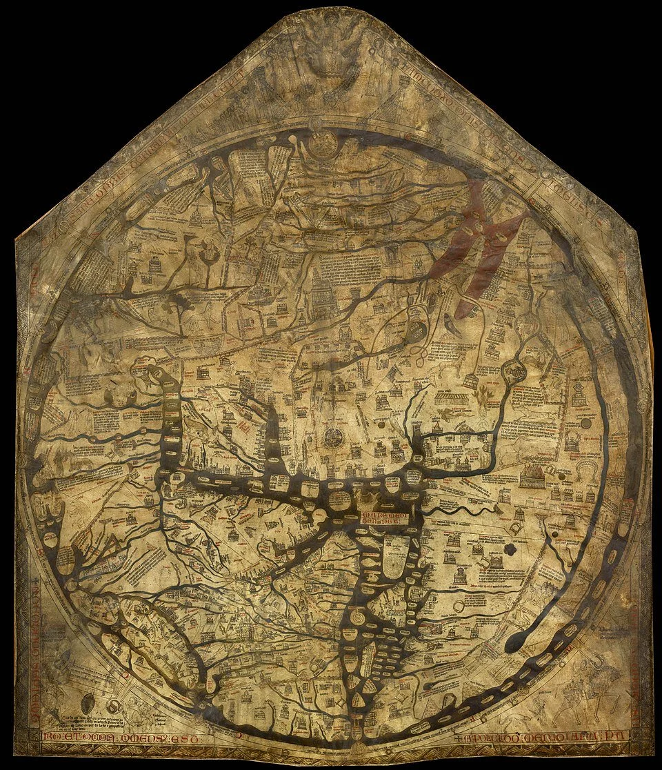 an old map shaped in a round circle