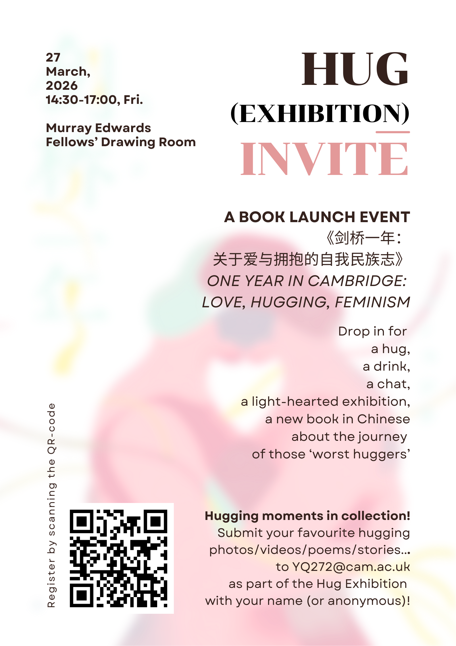 Invitation poster to the book launch event in Cambridge on 27 March 2026 PM