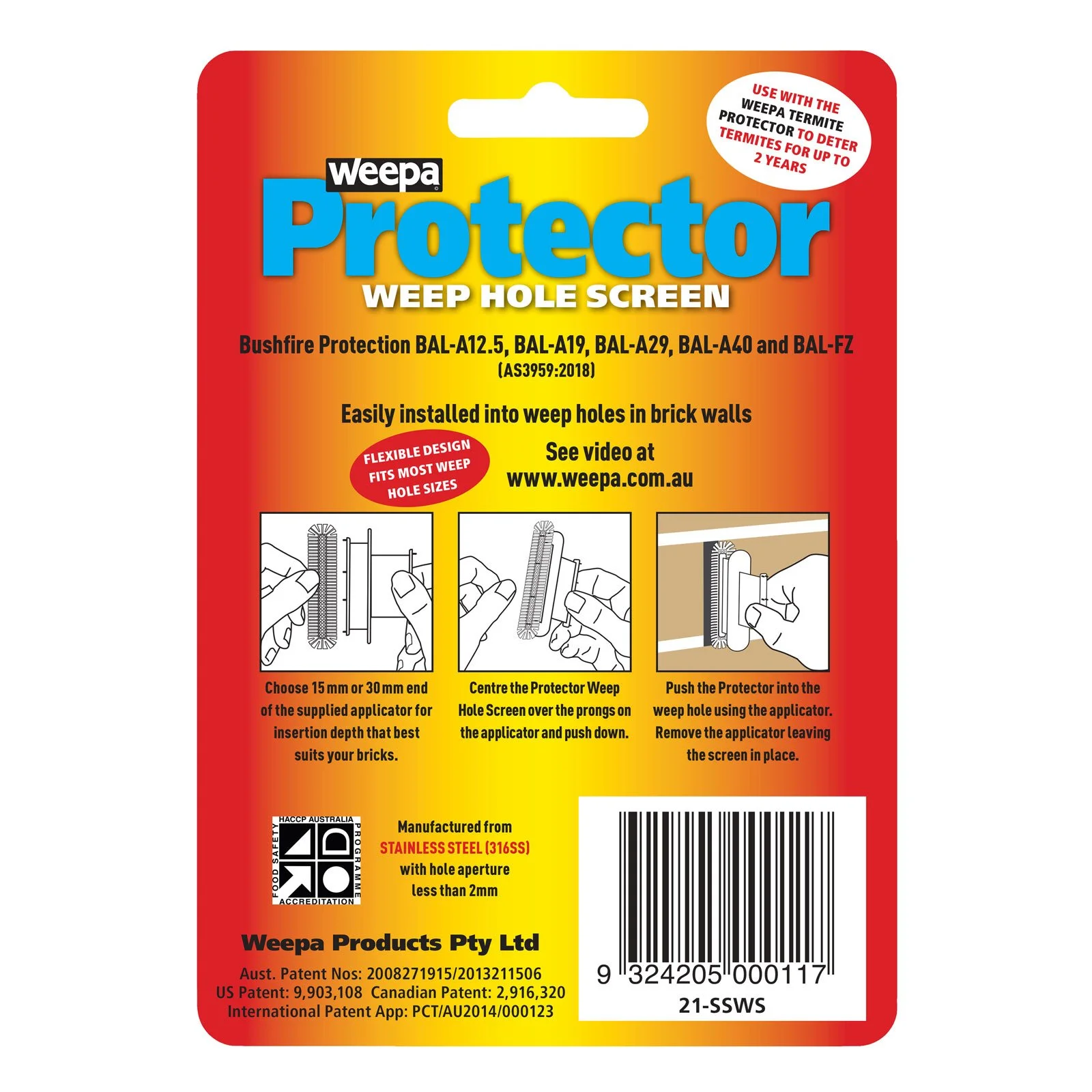 Weepa Protector, weep hole screen, weep hole protection, vermin exclusion, mouse exclusion, pest barrier, brick weep hole screen, stainless steel pest screen, rodent proofing, pest proofing, Rat Out
