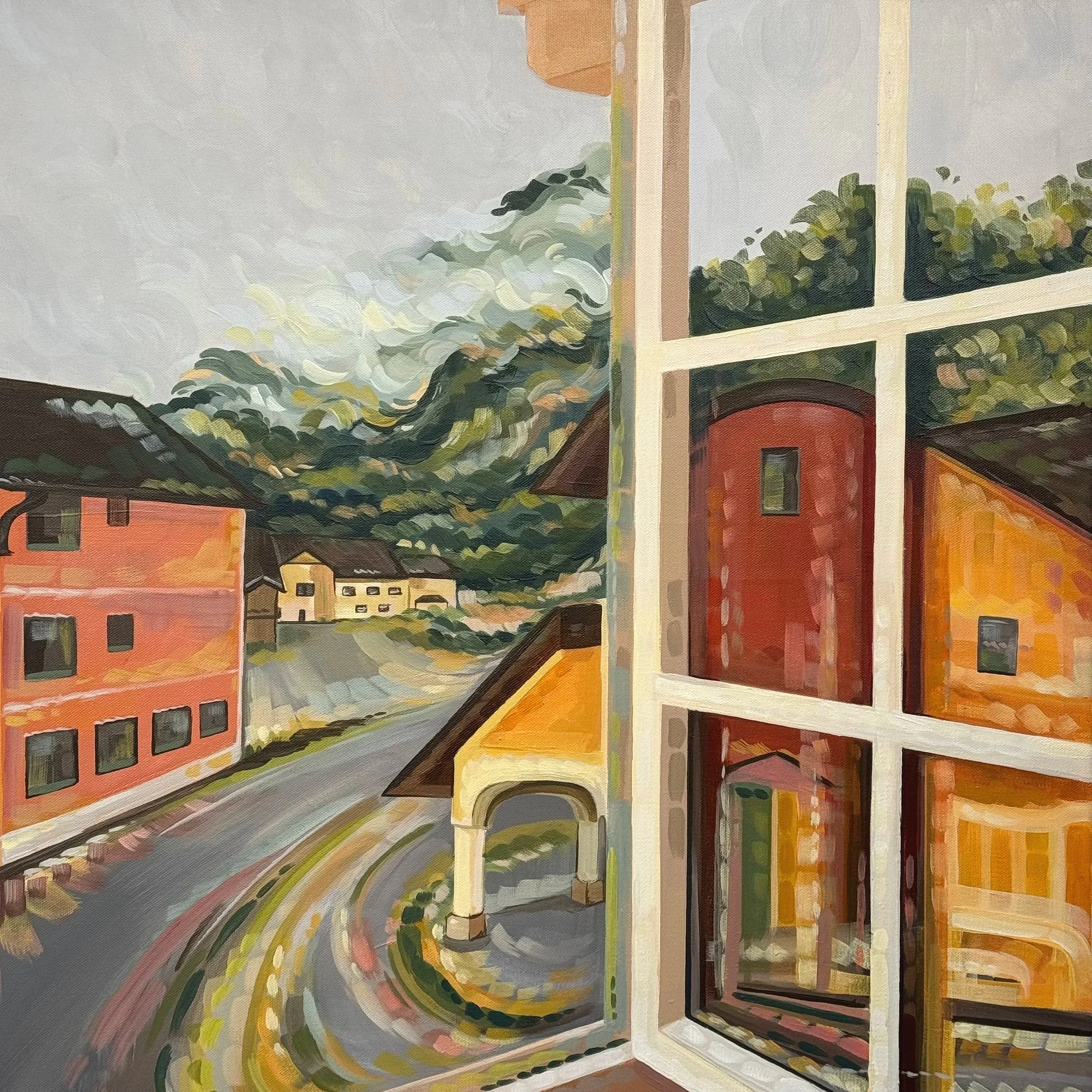 Stay Awhile, Inspired by Bad-Gosirn, Austria, Acrylic on Canvas, 24" x 24"