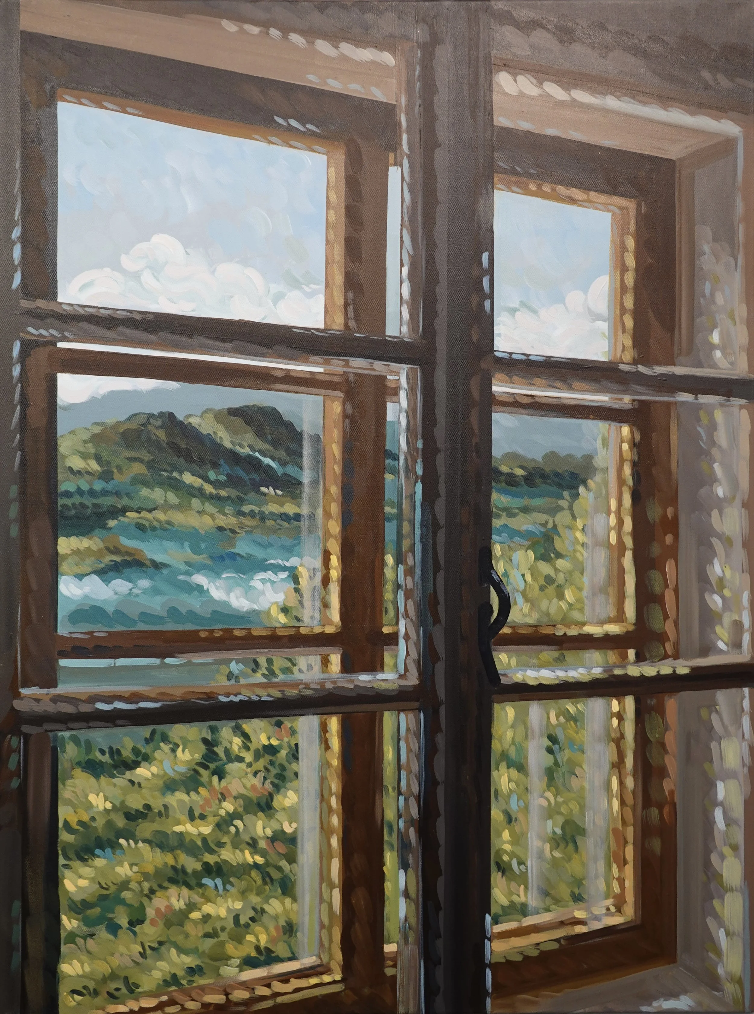 Double-Paned, Inspired by Bled, Slovenia, Acrylic on Canvas, 30" x 40"