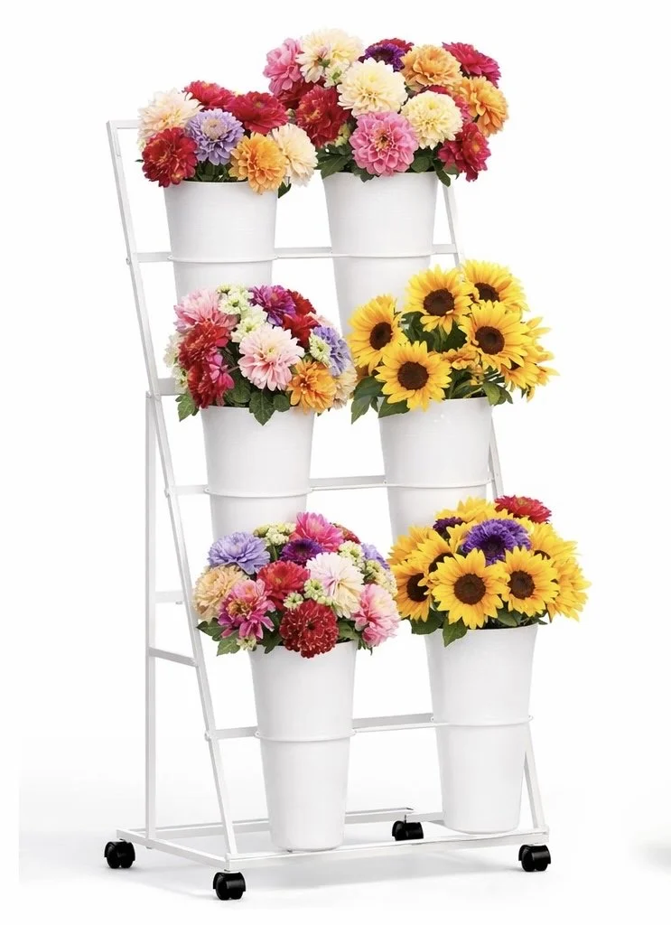 Small 6-Bucket Flower Stand - White