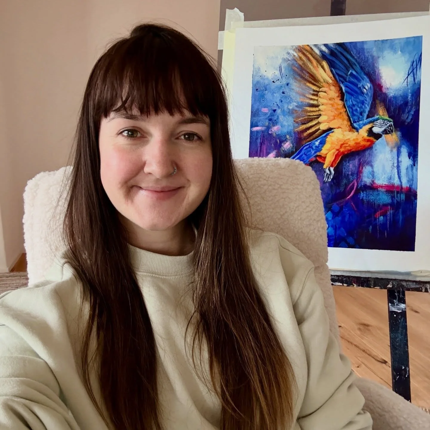 Back in the studio after time away in Brazil for my wedding and some travelling 😊
I&rsquo;ve been painting again for a couple of weeks already, just not quite back in the habit of sharing here yet, and I&rsquo;ve also been without a phone for record
