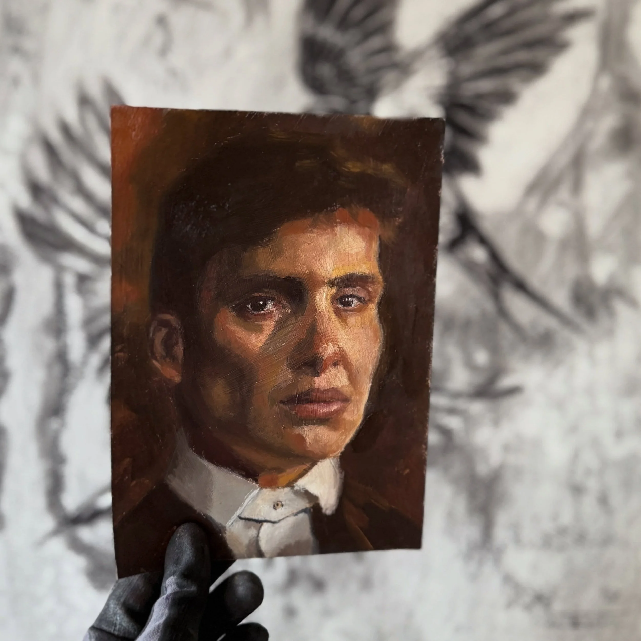 A colour/value portrait study in oil from this morning 🎨🖌️