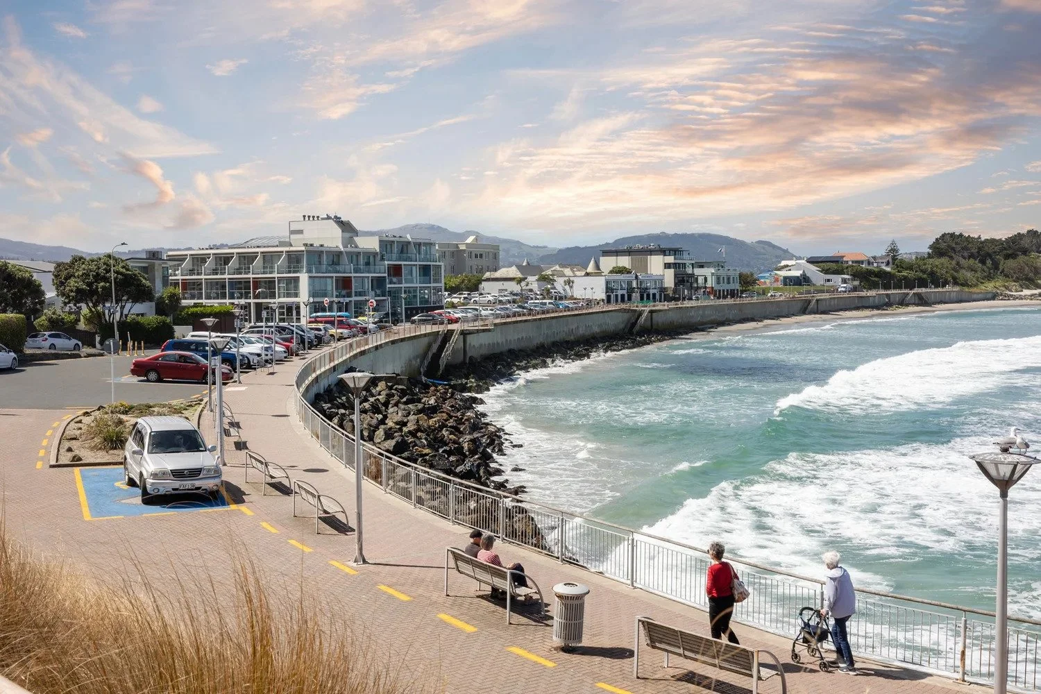 Commercial properties along the St Clair waterfront in Dunedin
