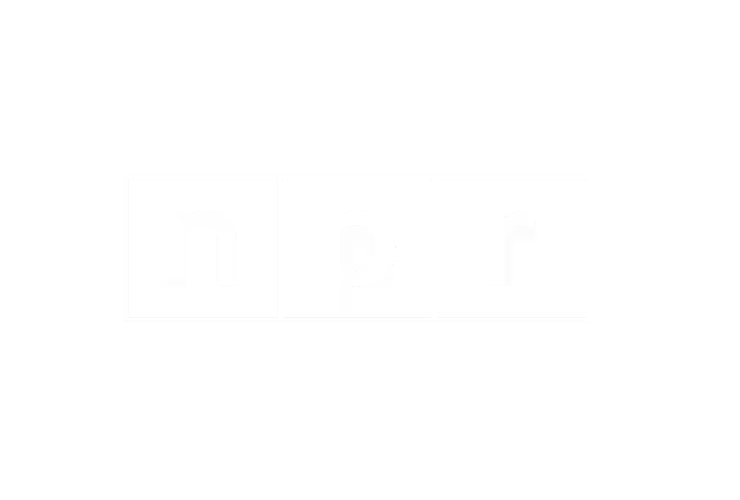 NPR logo with black background and white lowercase letters inside white boxes.