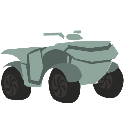 A digital illustration of a futuristic, armored off-road vehicle with large tires and angular design.