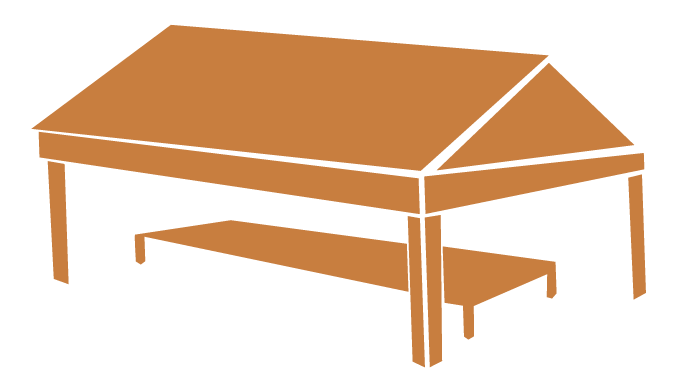 A brown wooden table with a bench underneath, viewed from an angle.