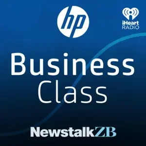 HP Business Class logos with iHeart Radio and Newstalk ZB branding.