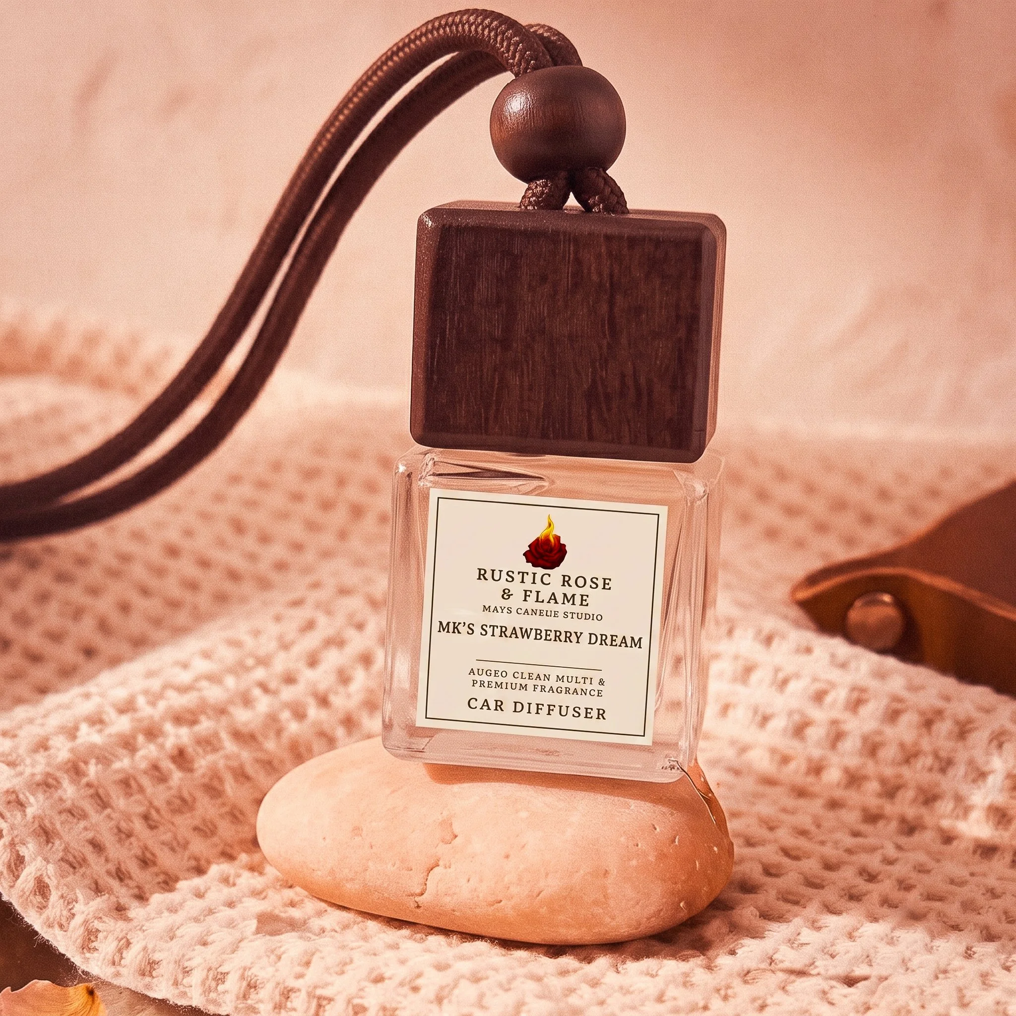 MK'S Strawberry Dream Car Diffuser on rock.jpg