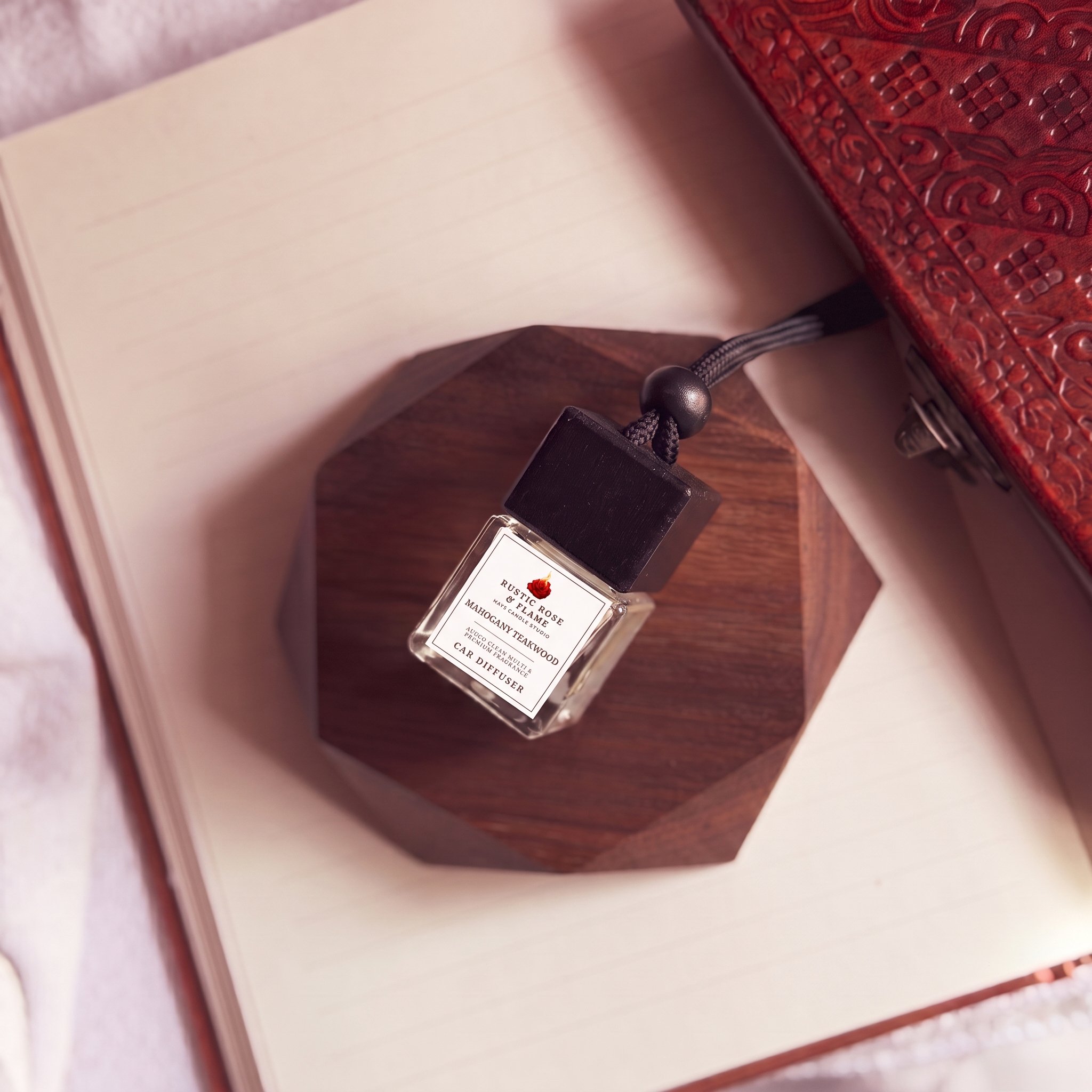 Mahogany Teakwood Car Diffuser on journal.jpg