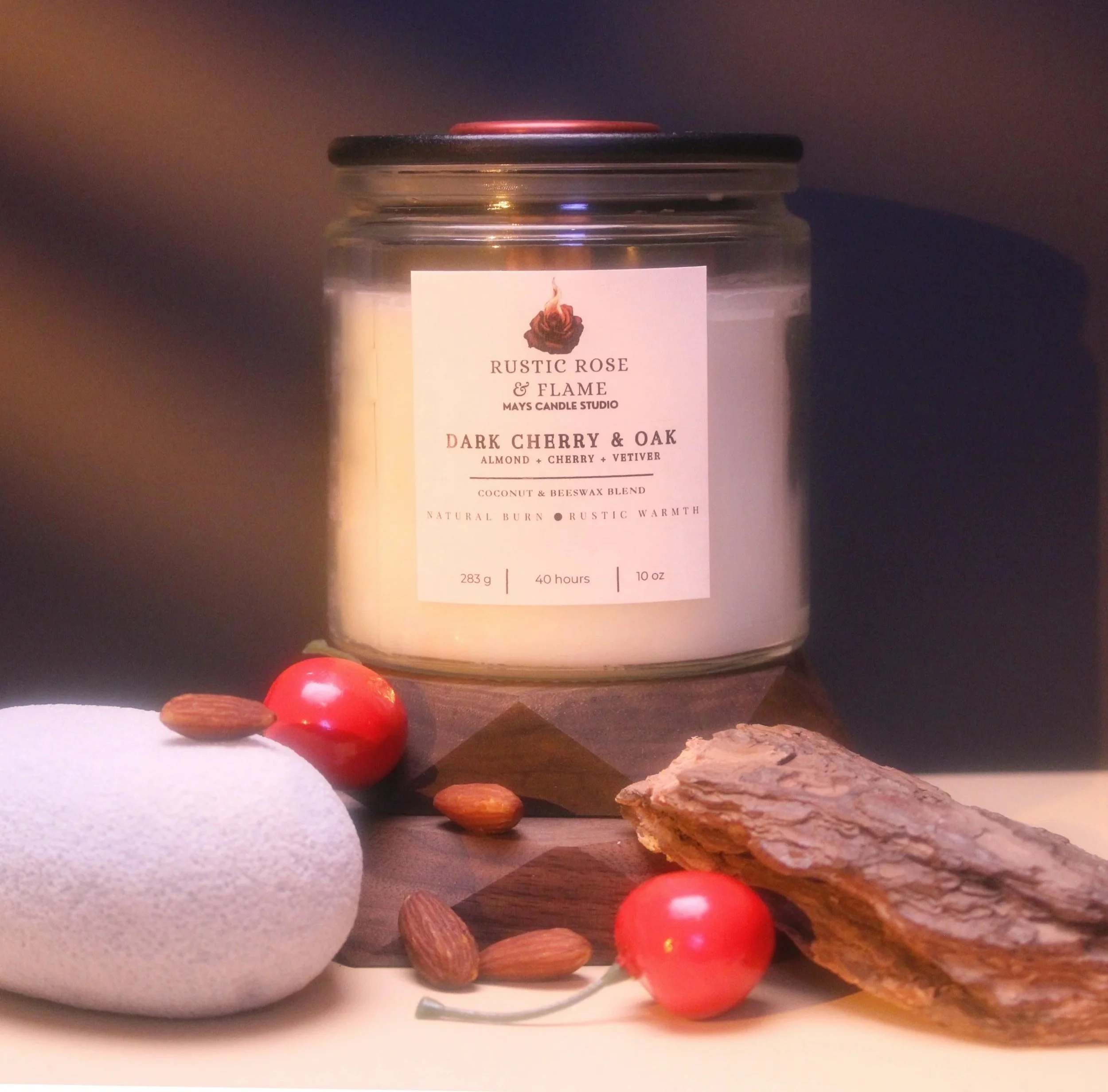Dark Cherry and Oak Candle