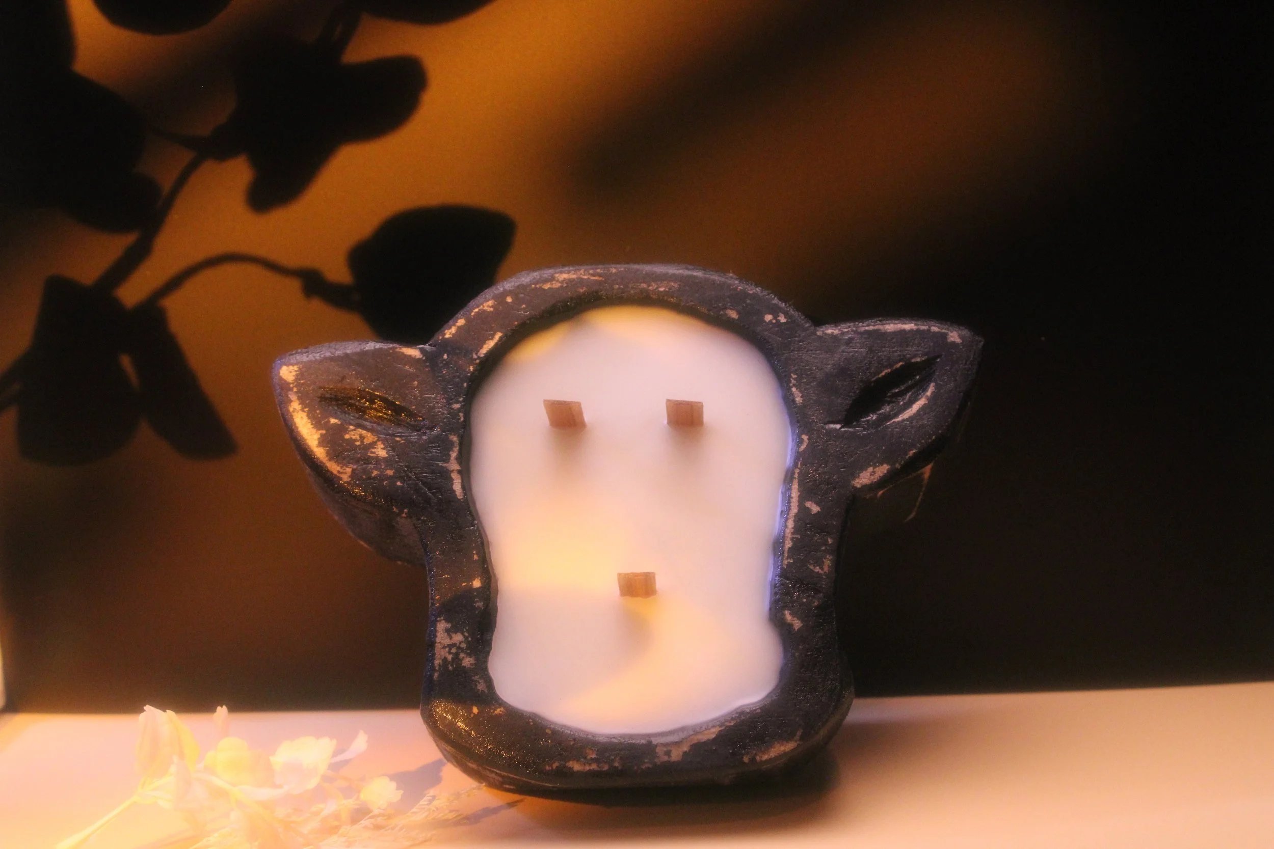 Rustic Cow Wooden Candle Bowl (Mini)