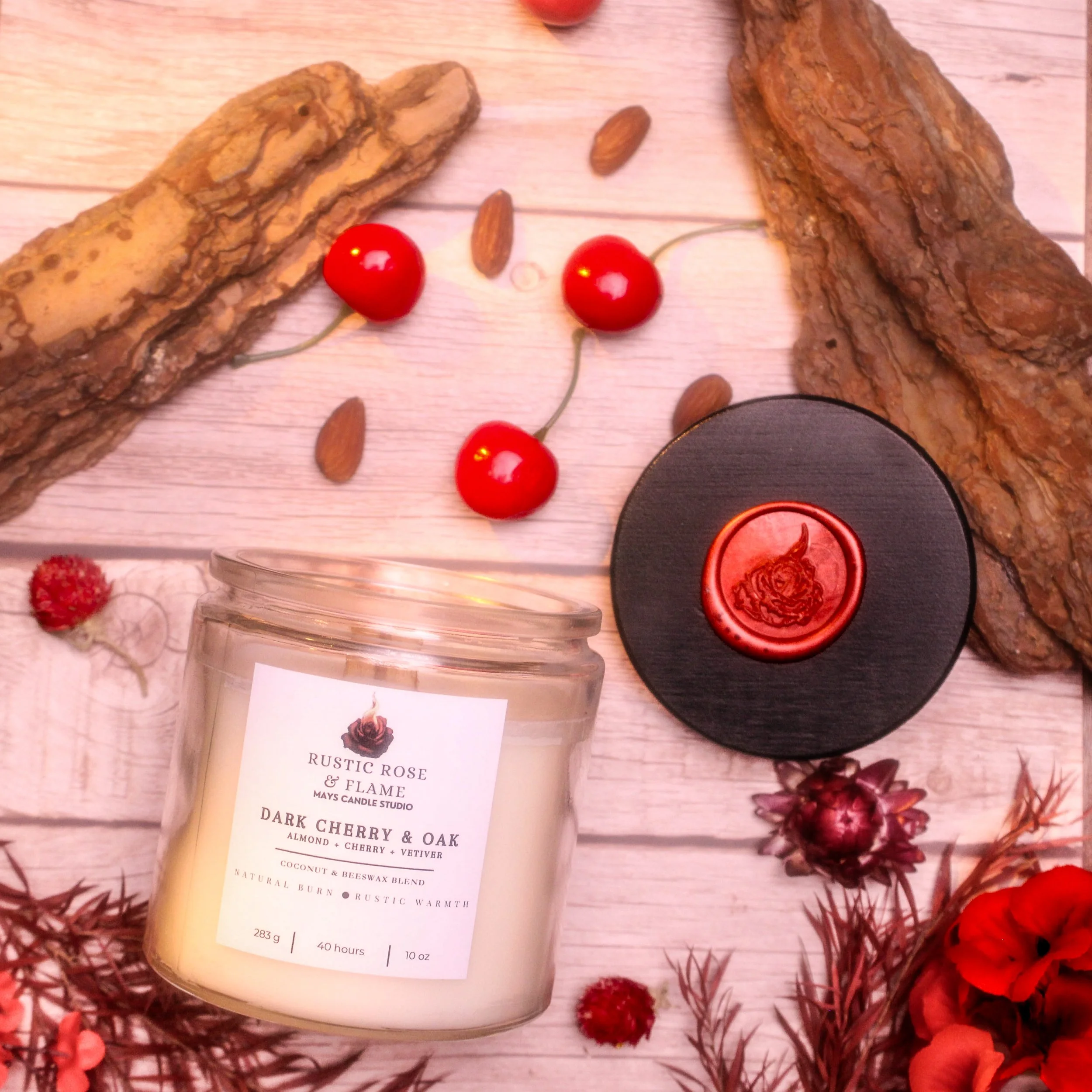 Dark Cherry and Oak Candle
