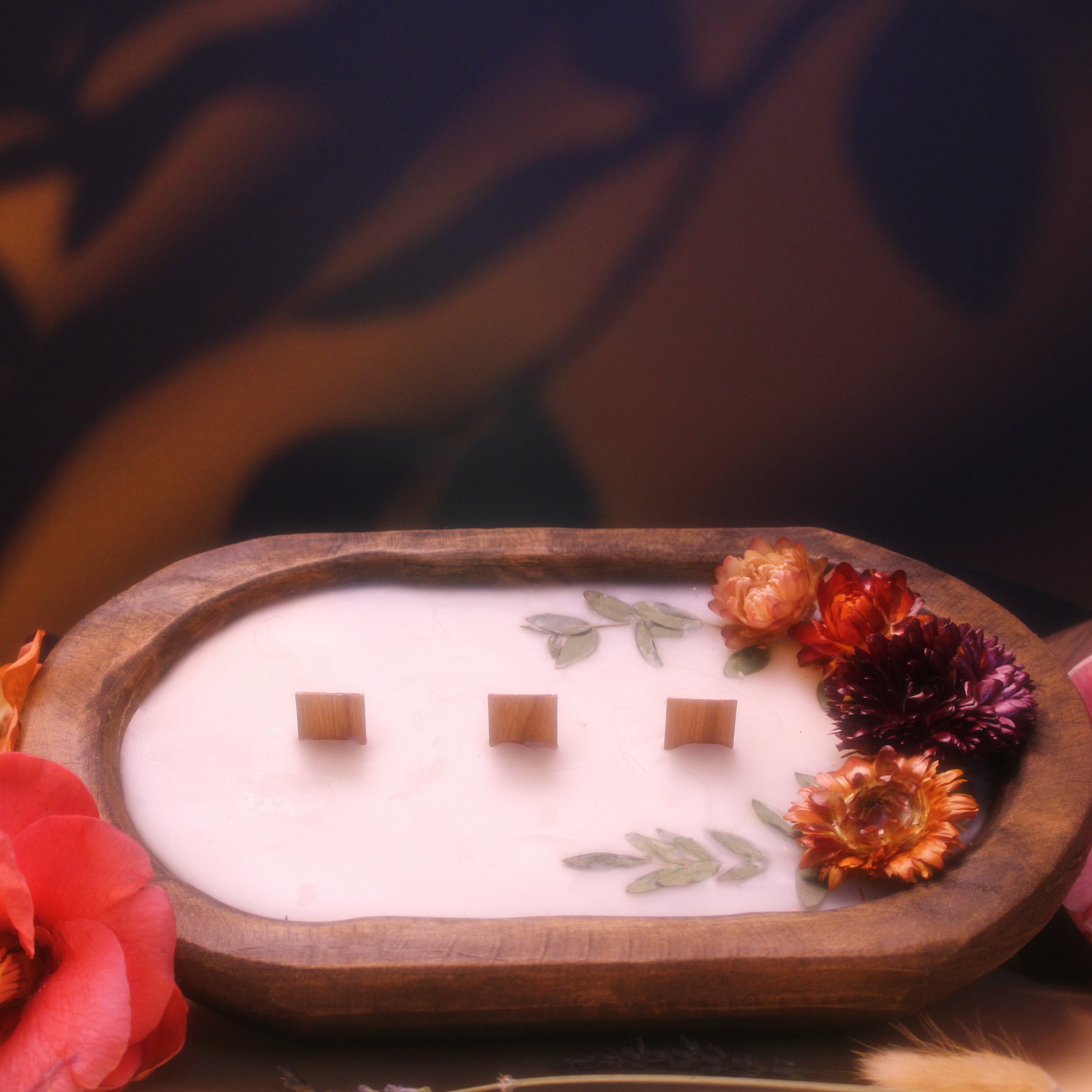 Wooden Dough Bowl Candle (Small)