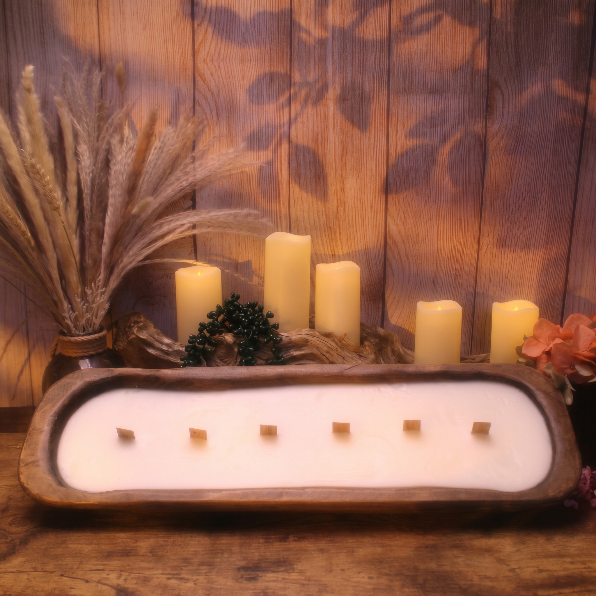 Wooden Dough Bowl Candle (Medium)