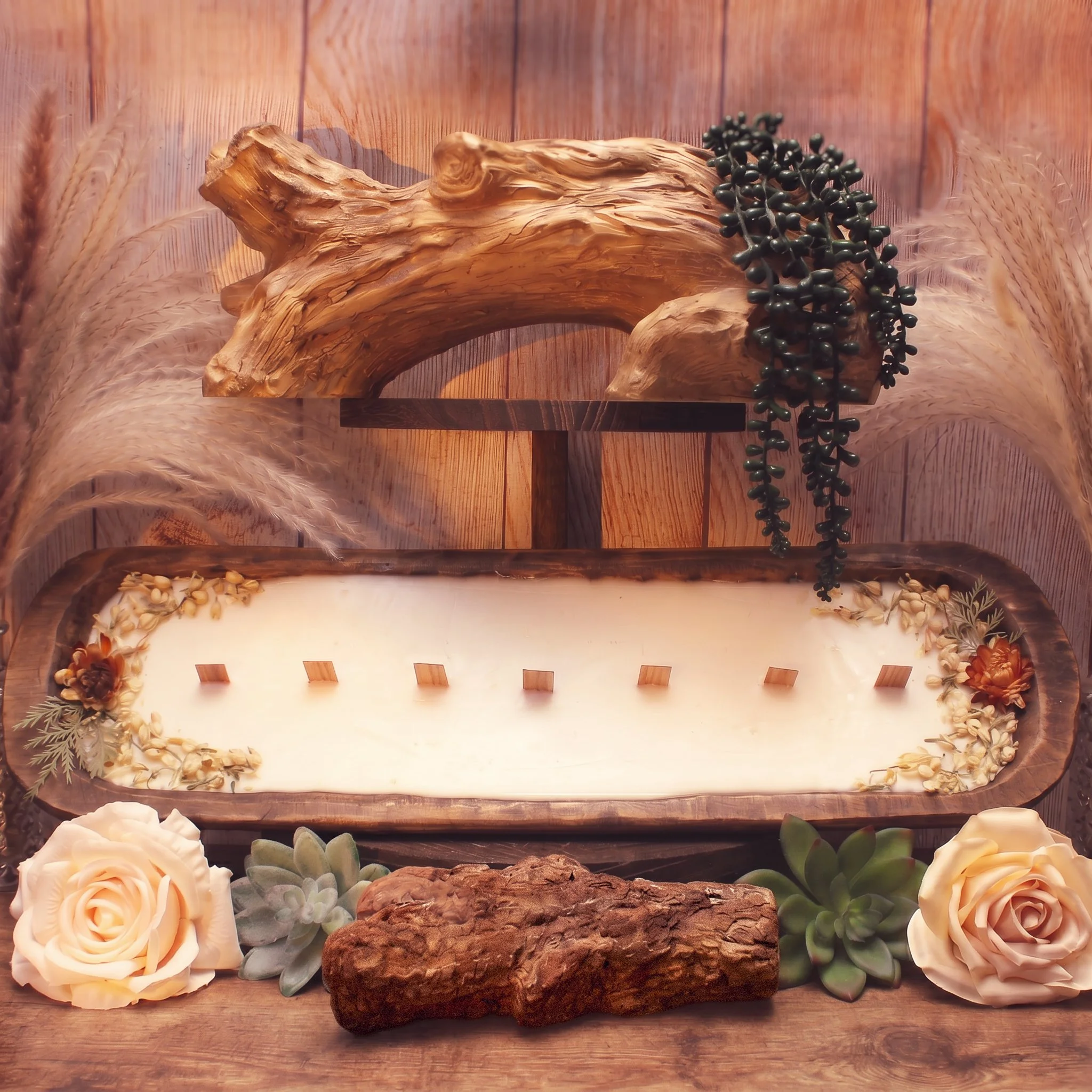Wooden Dough Bowl Candle (Large)