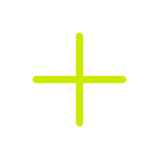A black circle with a green plus sign in the center.