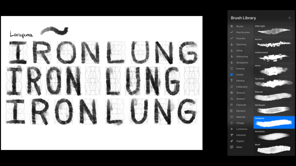 Sketch four exploring with brushes on Procreate. Brush used: Larapuna