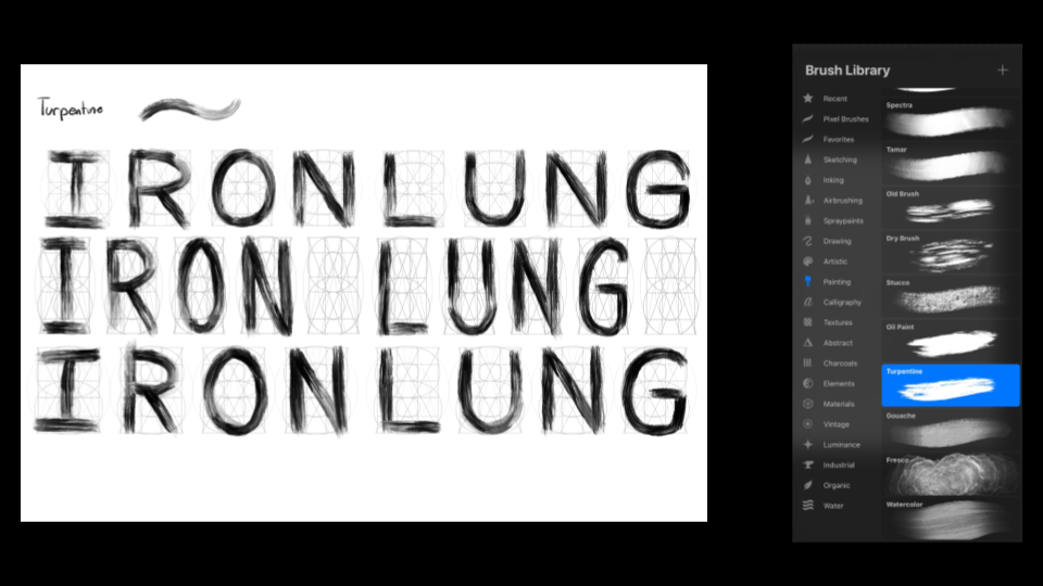 Sketch one exploring with brushes on Procreate. Brush used: Turpentine