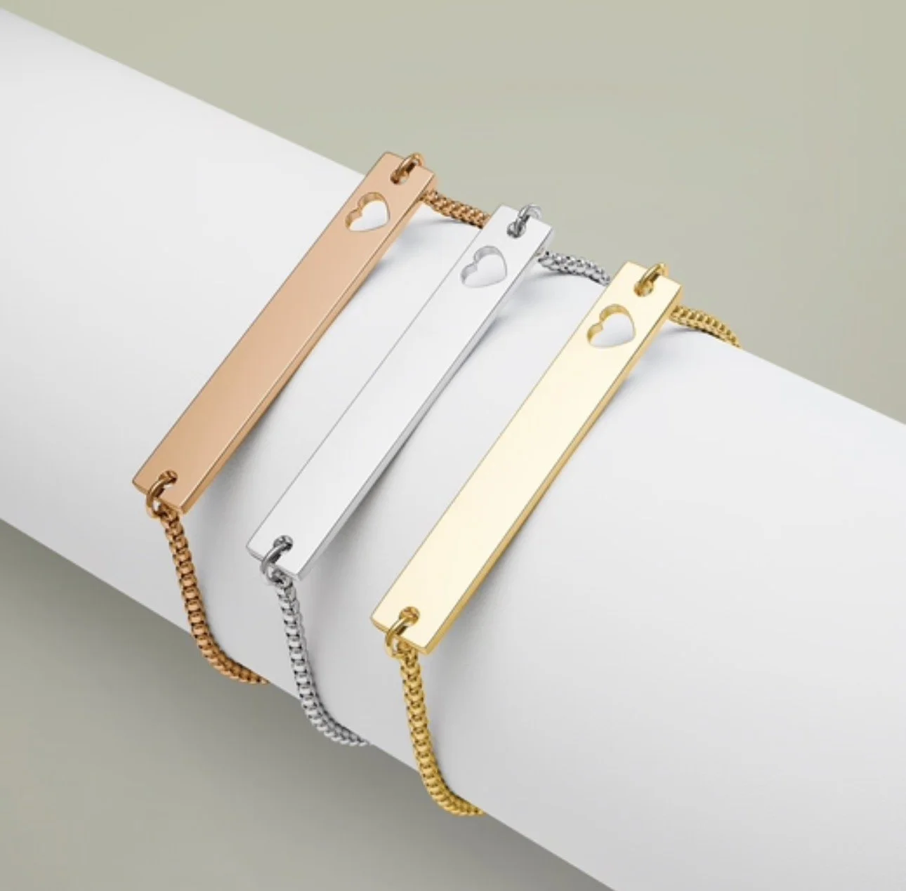 Flat Cutout Heart Bar Bracelet