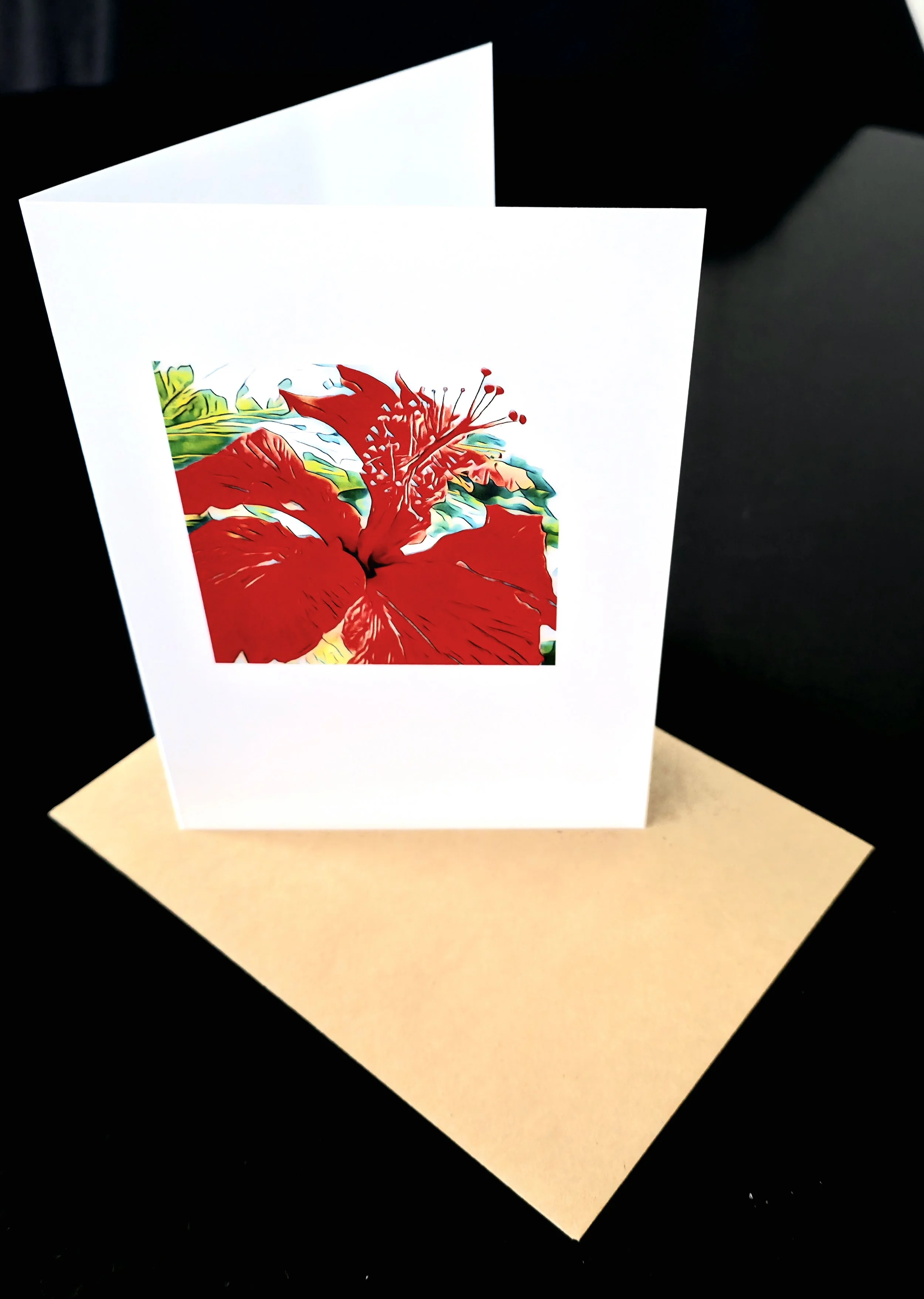 Red Hibiscus Blank Card