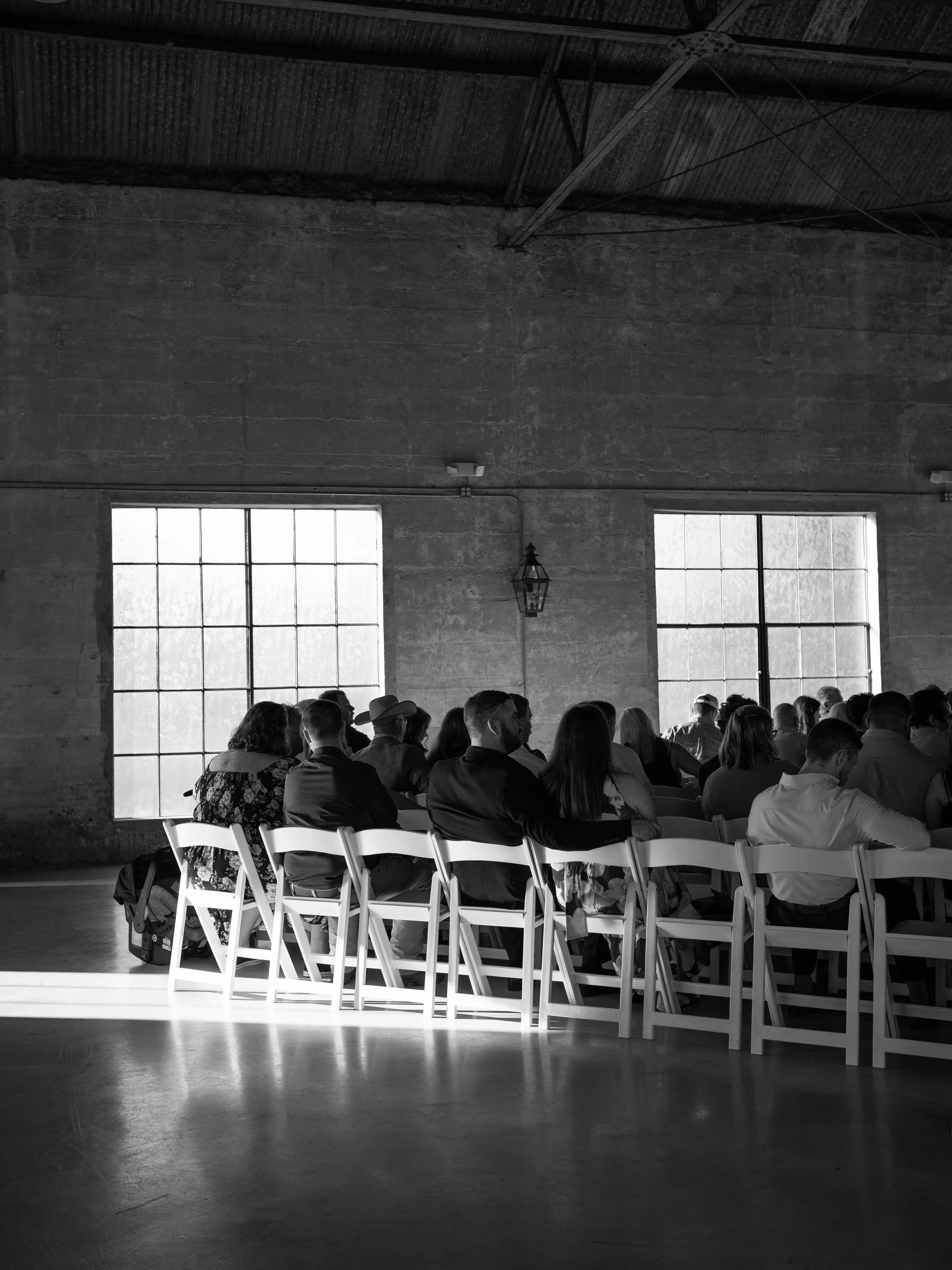 A thoughtfully designed wedding ceremony space in Montgomery, TX, with clean lines and soft light creating a peaceful and inviting atmosphere.