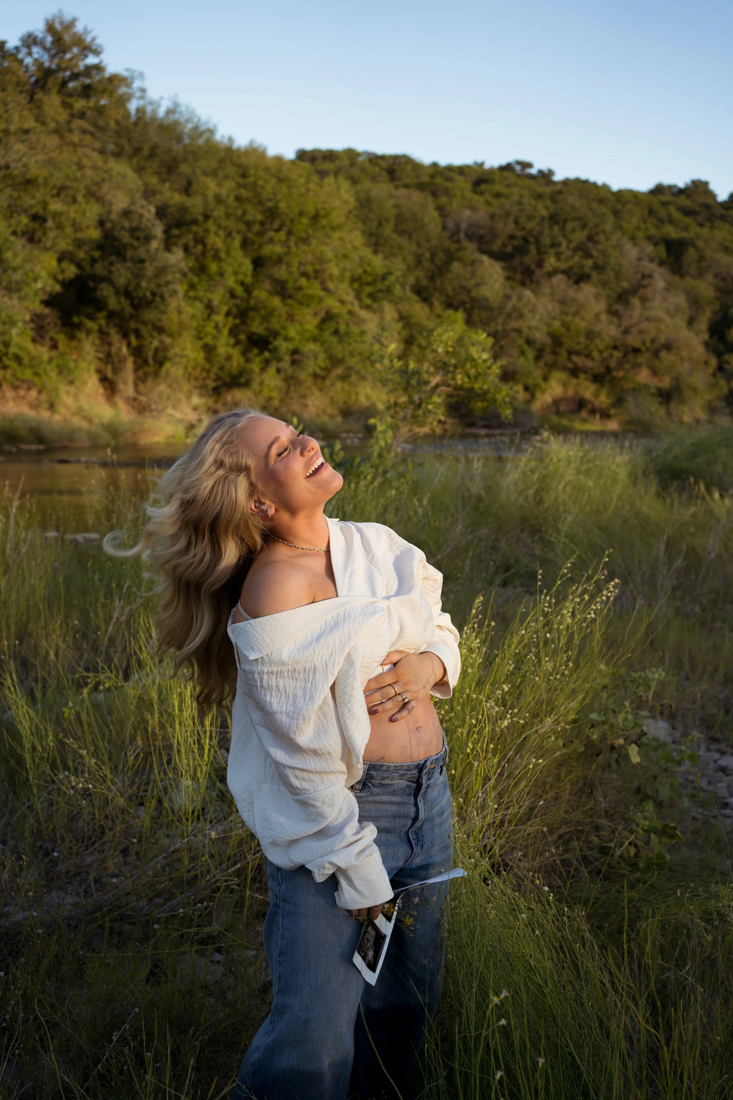 A glowing maternity portrait in Rainbow, TX, capturing warmth, joy, and the beauty of this season.