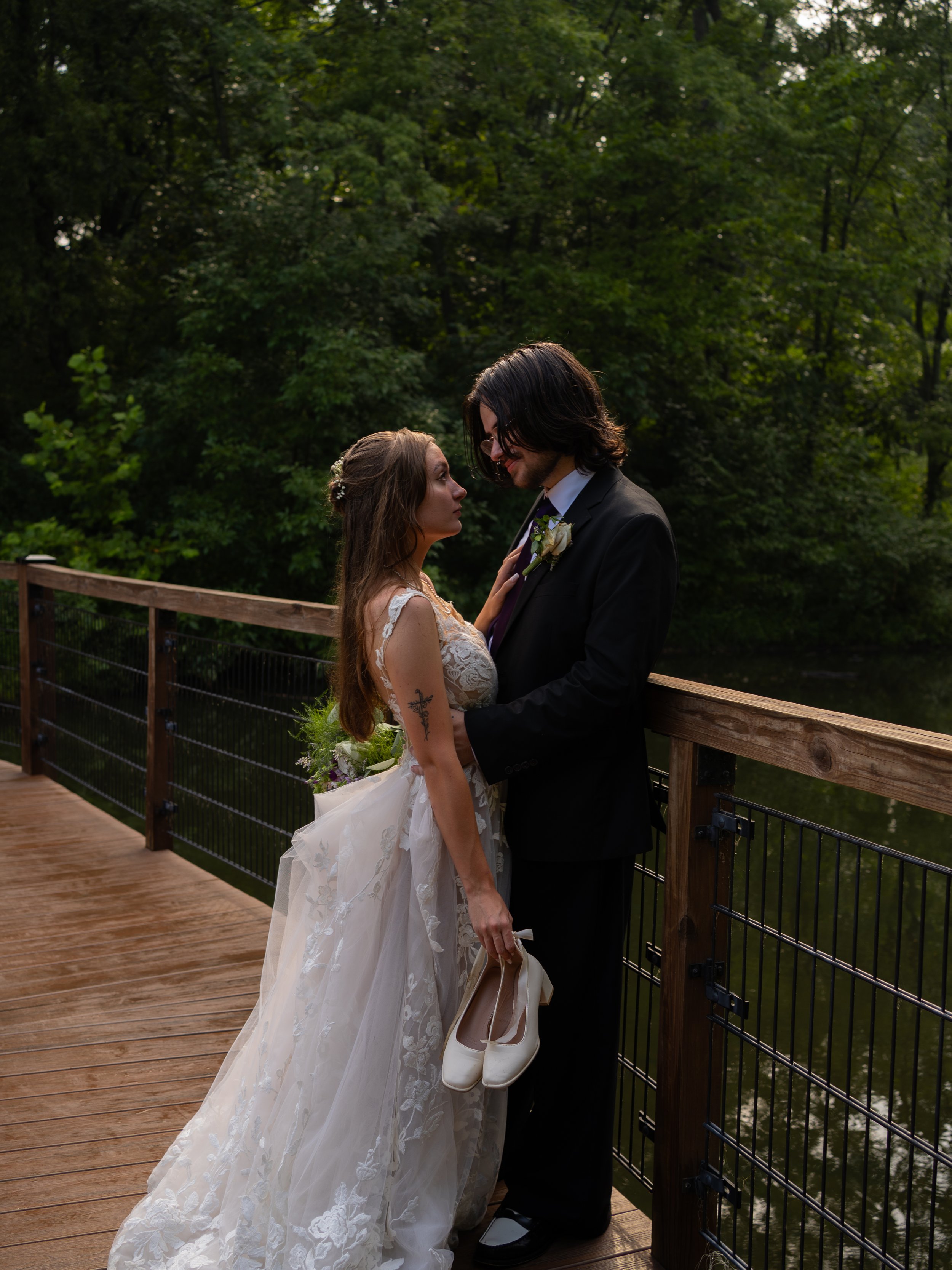 A soft and romantic portrait in O’Fallon, Missouri, capturing quiet connection in an outdoor setting.
