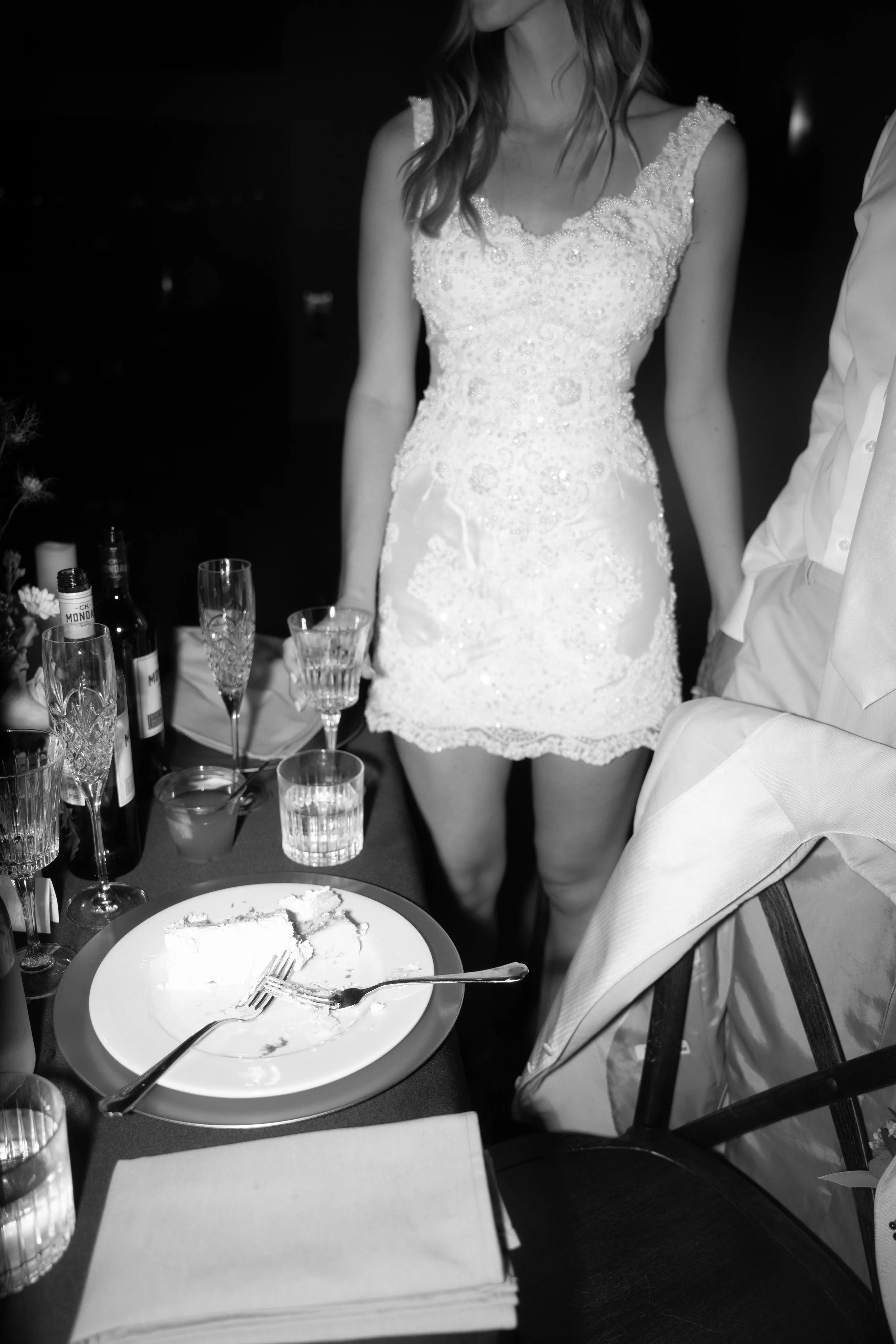 Bridal reception dress flash photography