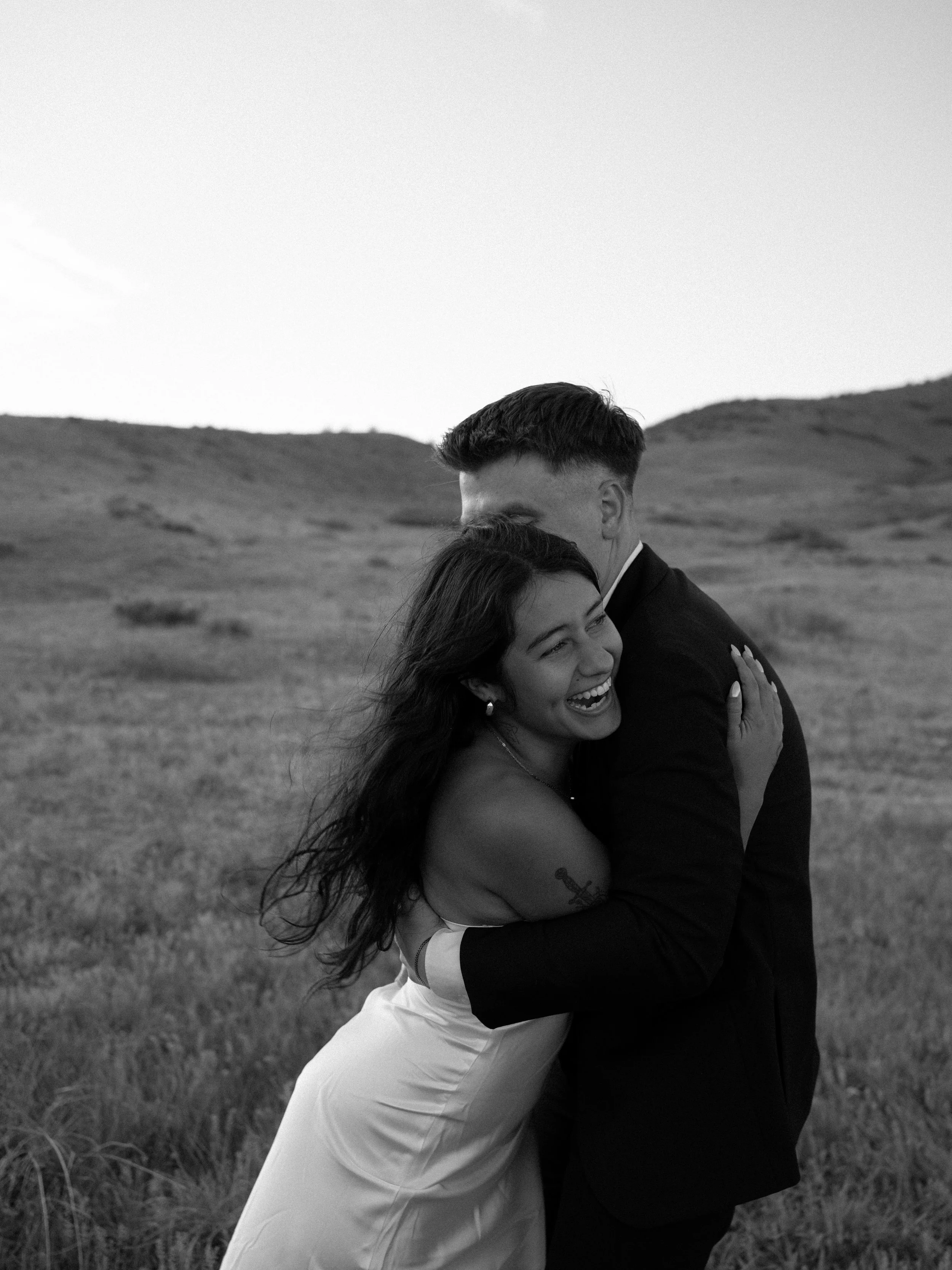 A soft black-and-white portrait in Boulder, CO, capturing genuine emotion and connection.
