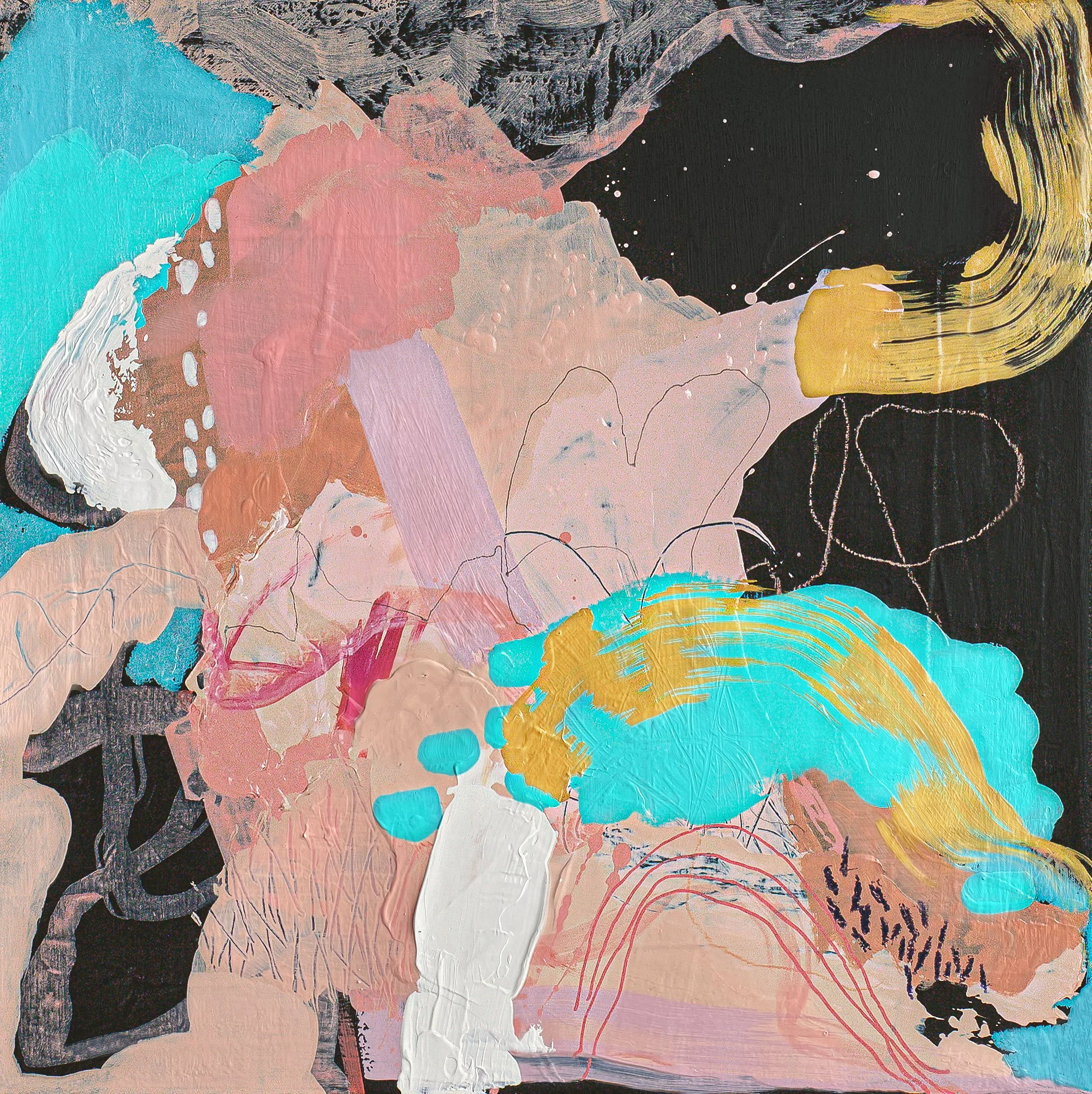 'Where rainbows hide I' | 2021 | mixed media on canvas | 30x30cm | Sold