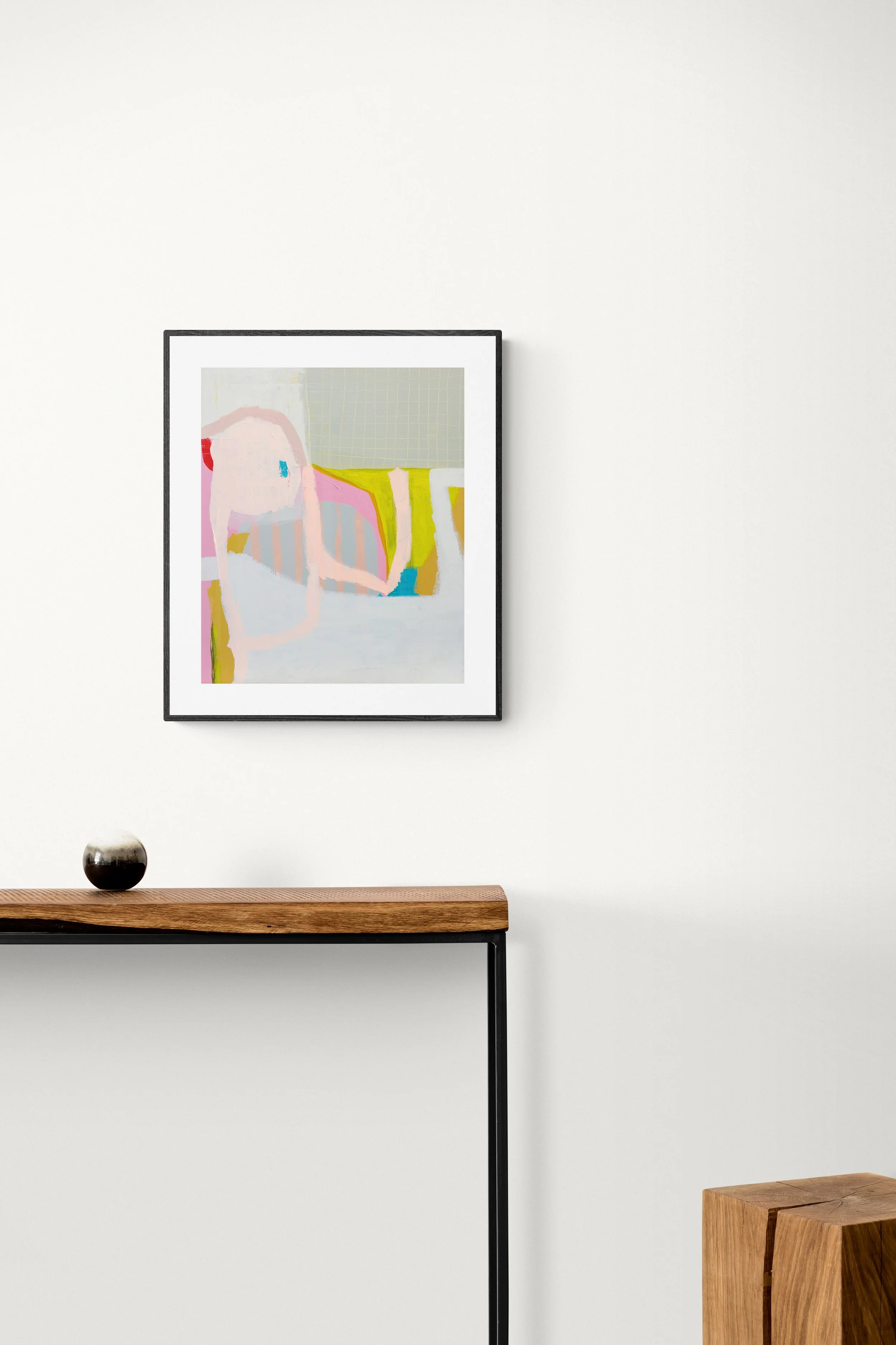 pink souffle small_console-table-and-solid-wood-pedestal-in-hallway.jpeg
