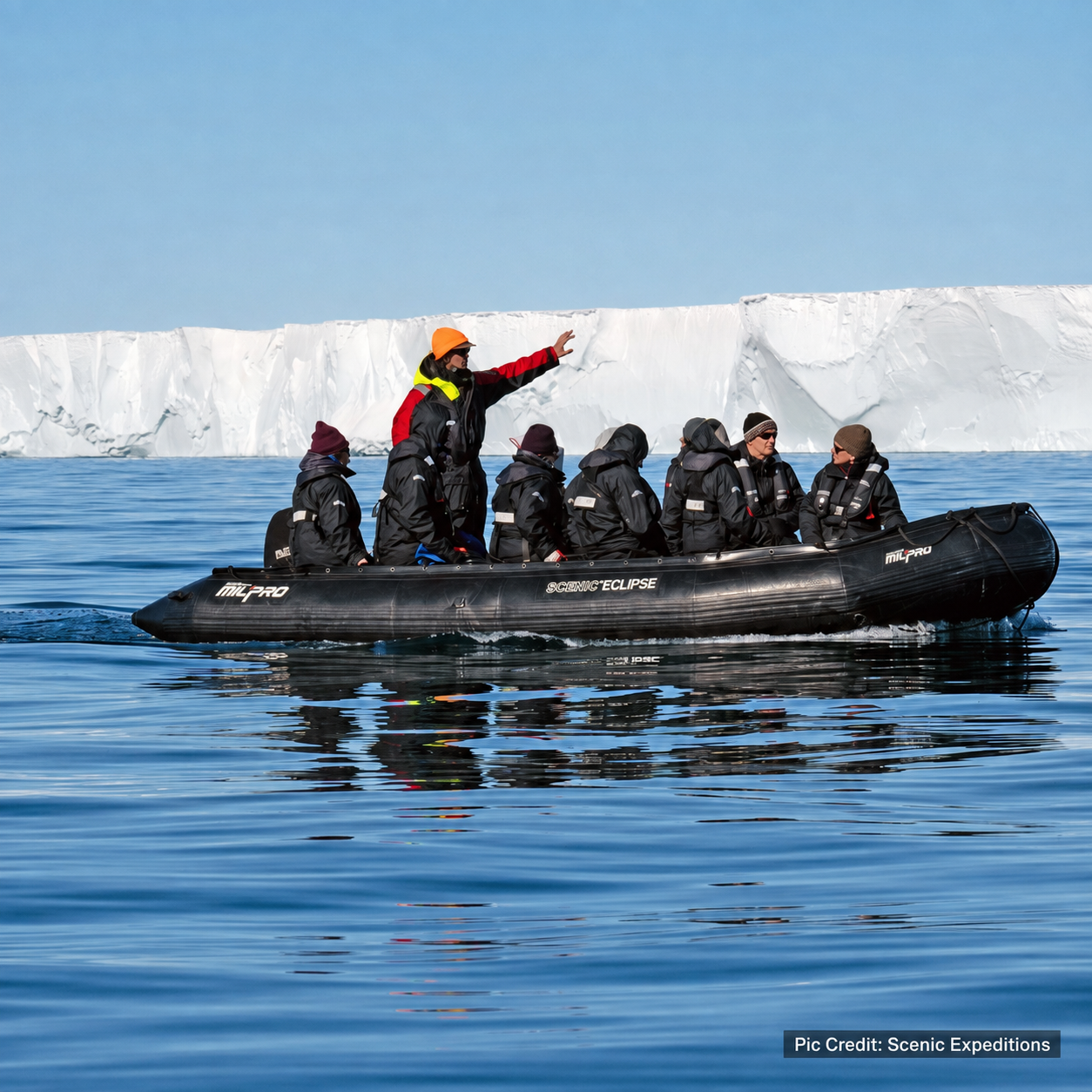 Zodiac cruise amidst collosal ice in the Ross sea