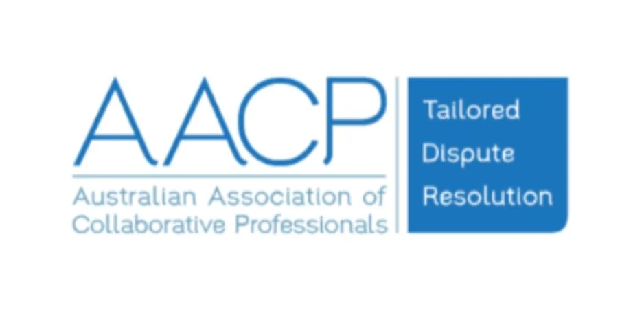 Logo of the Australian Association of Collaborative Professionals (AACP) with the words 'Tailored Dispute Resolution' in a blue box.