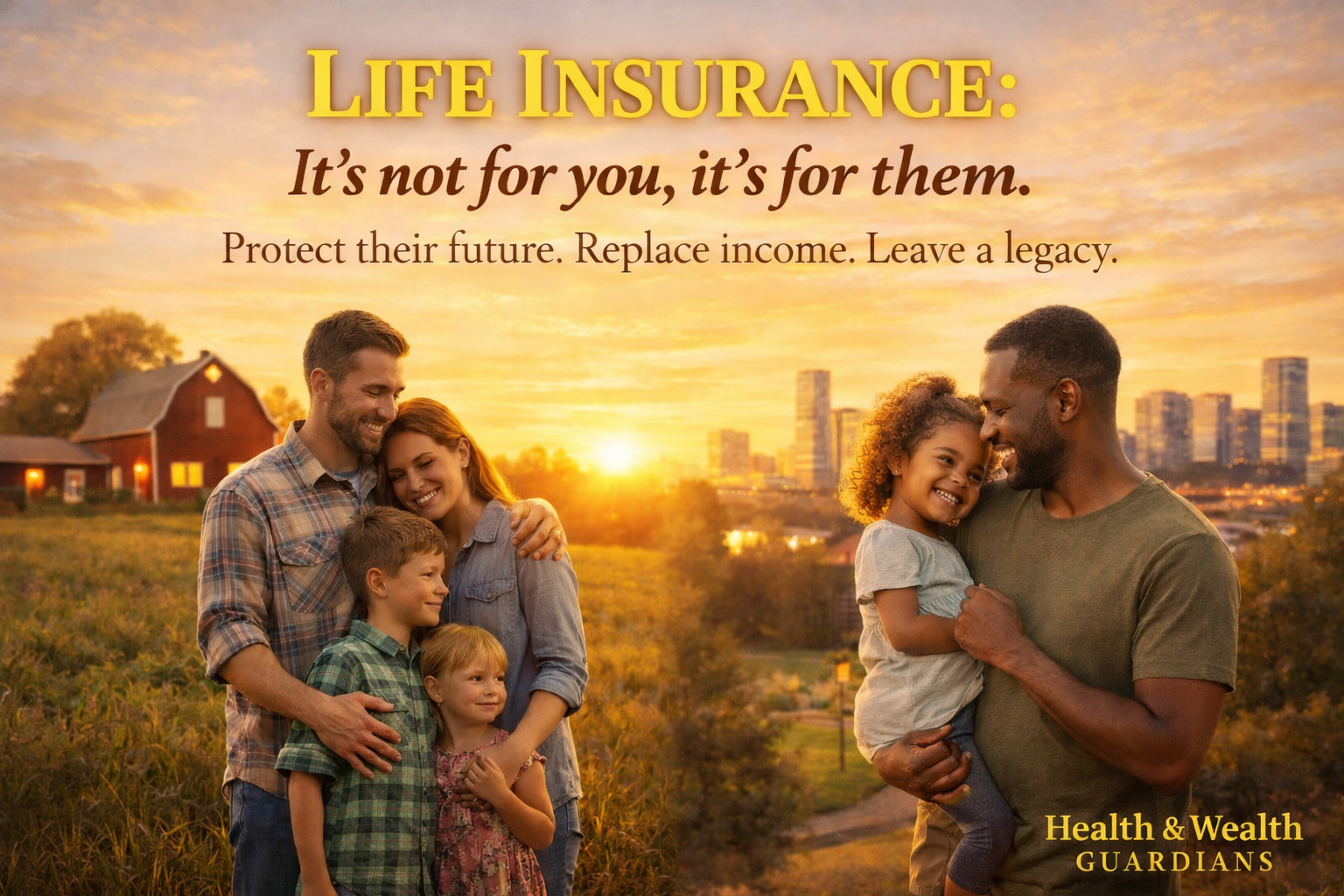 Two families with Life Insurance It's not for you, it's for them. Protect their future. Replace income. Leave a legacy.