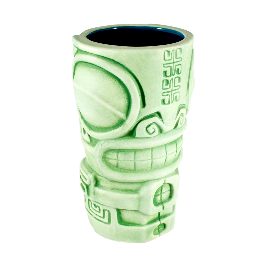 Marqool Tiki Mug by Tank Standing Buffalo & TIKI FARM Sage Green Marquesan Art