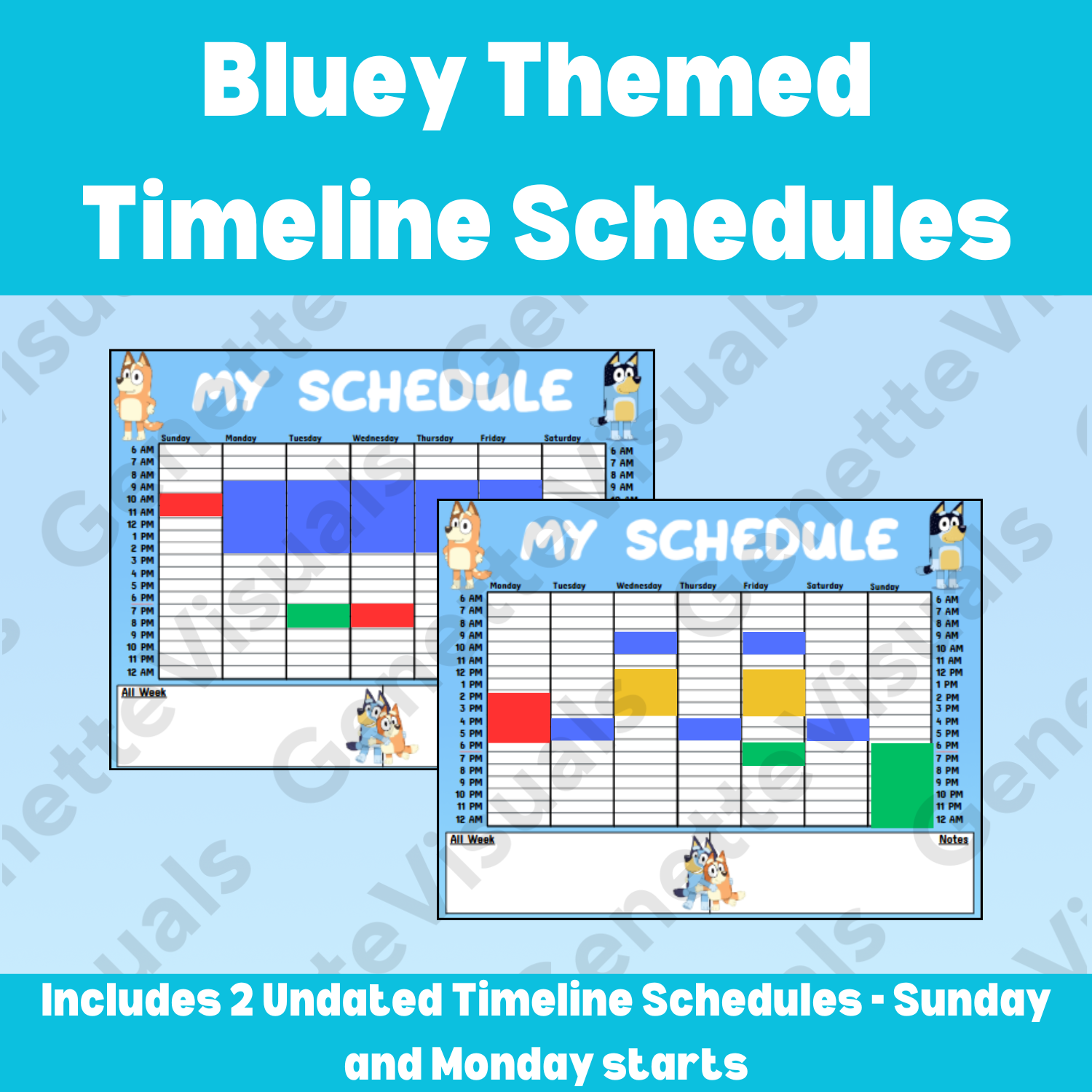 Bluey Timeline Schedule (Weekly)
