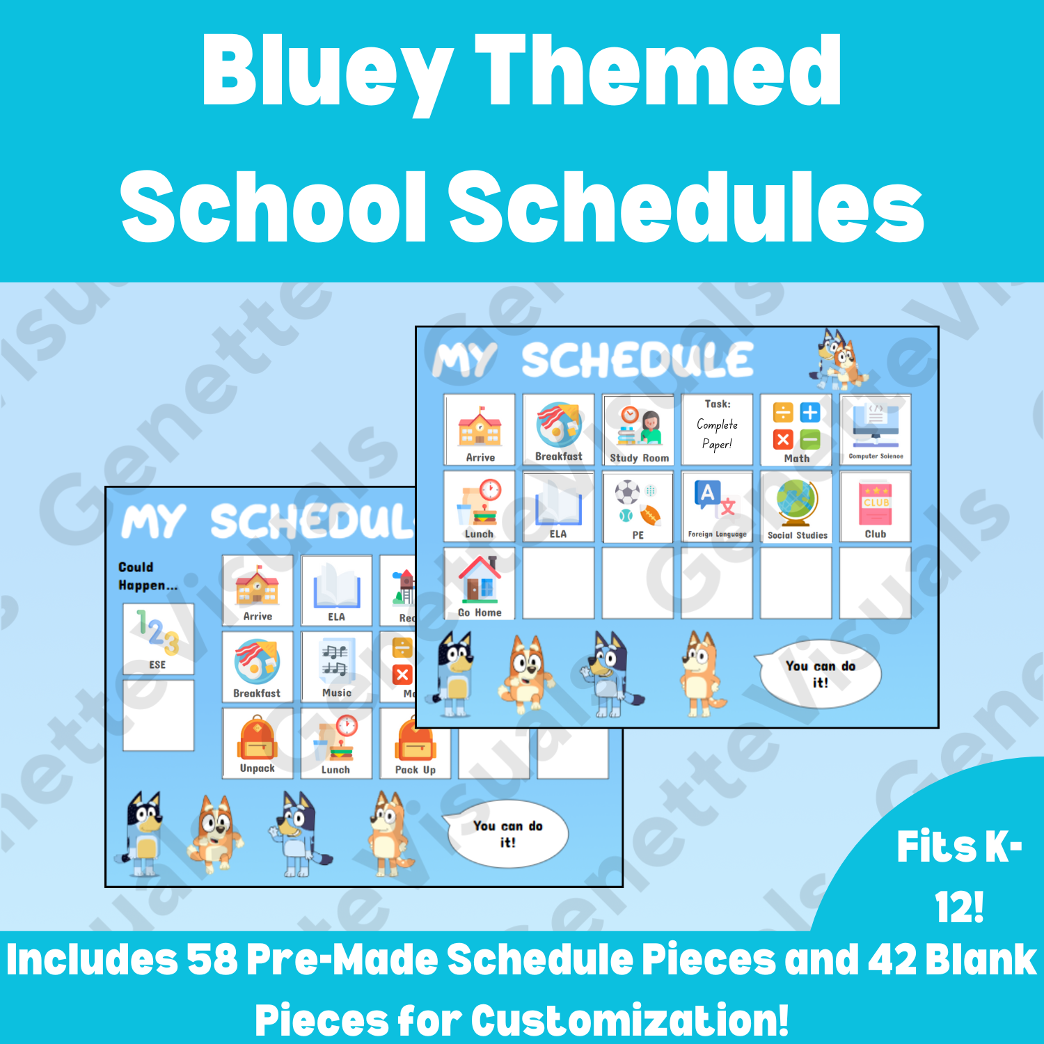 Bluey Visual School Schedule