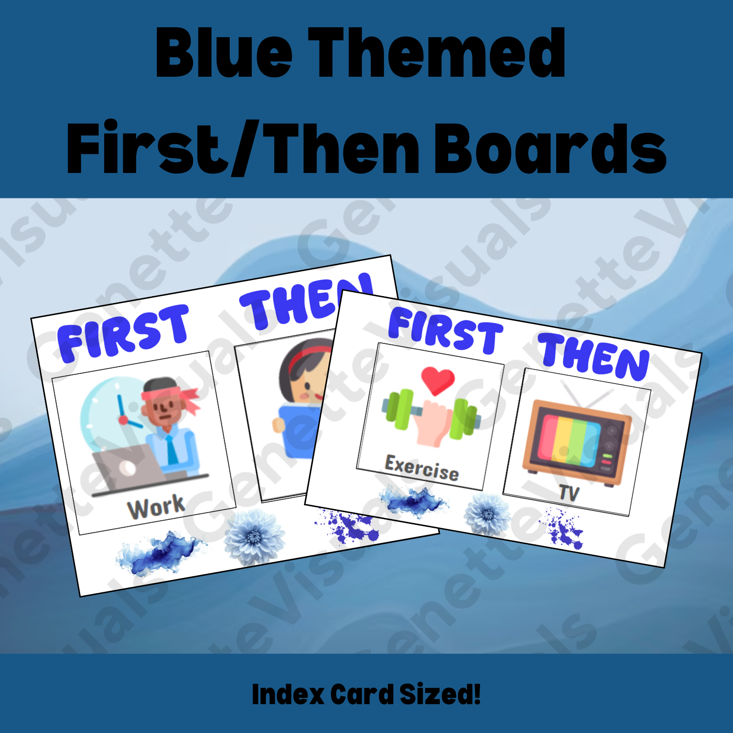 Blue First-Then Board (Index Card)