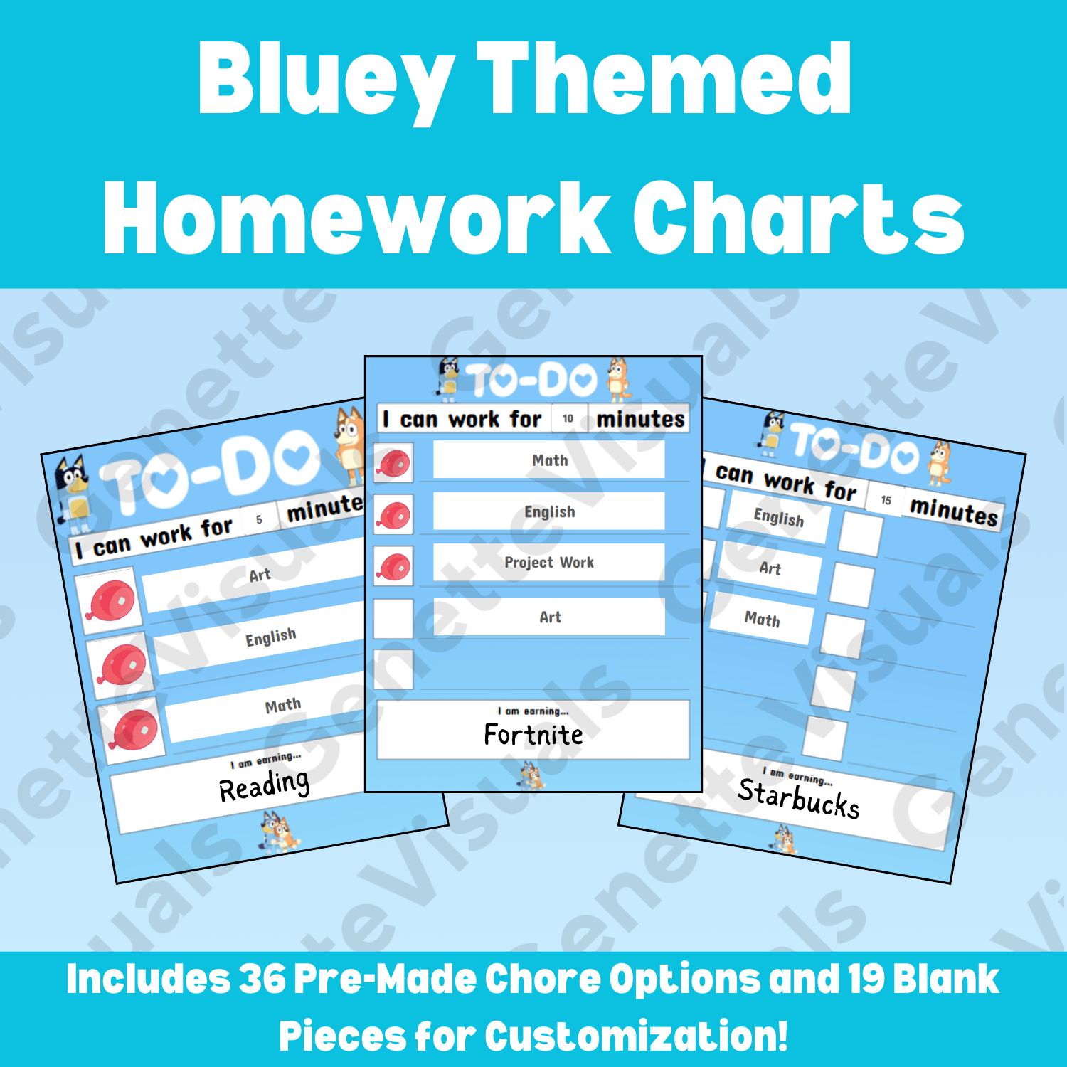 Bluey Homework Motivation Chart