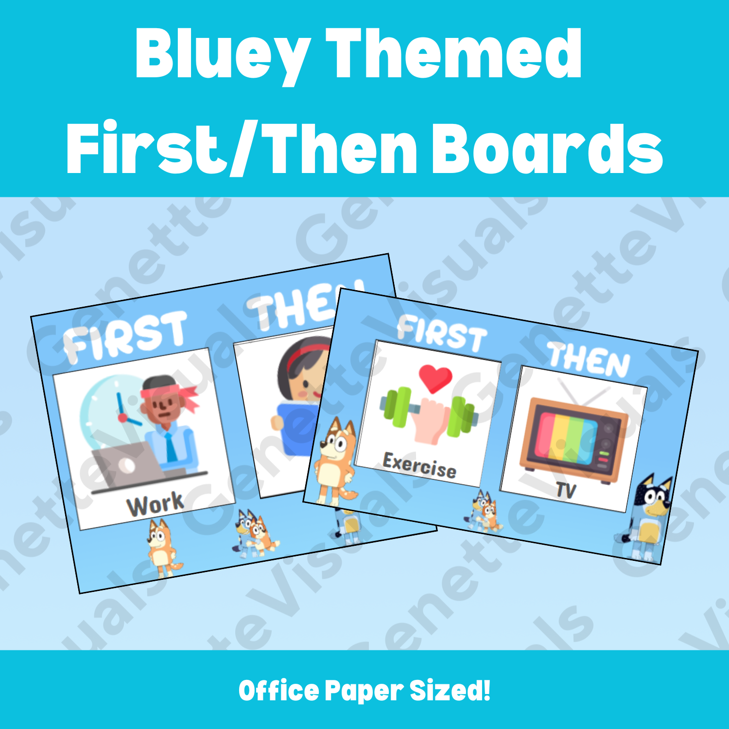 Bluey First-Then Board (Office Paper)