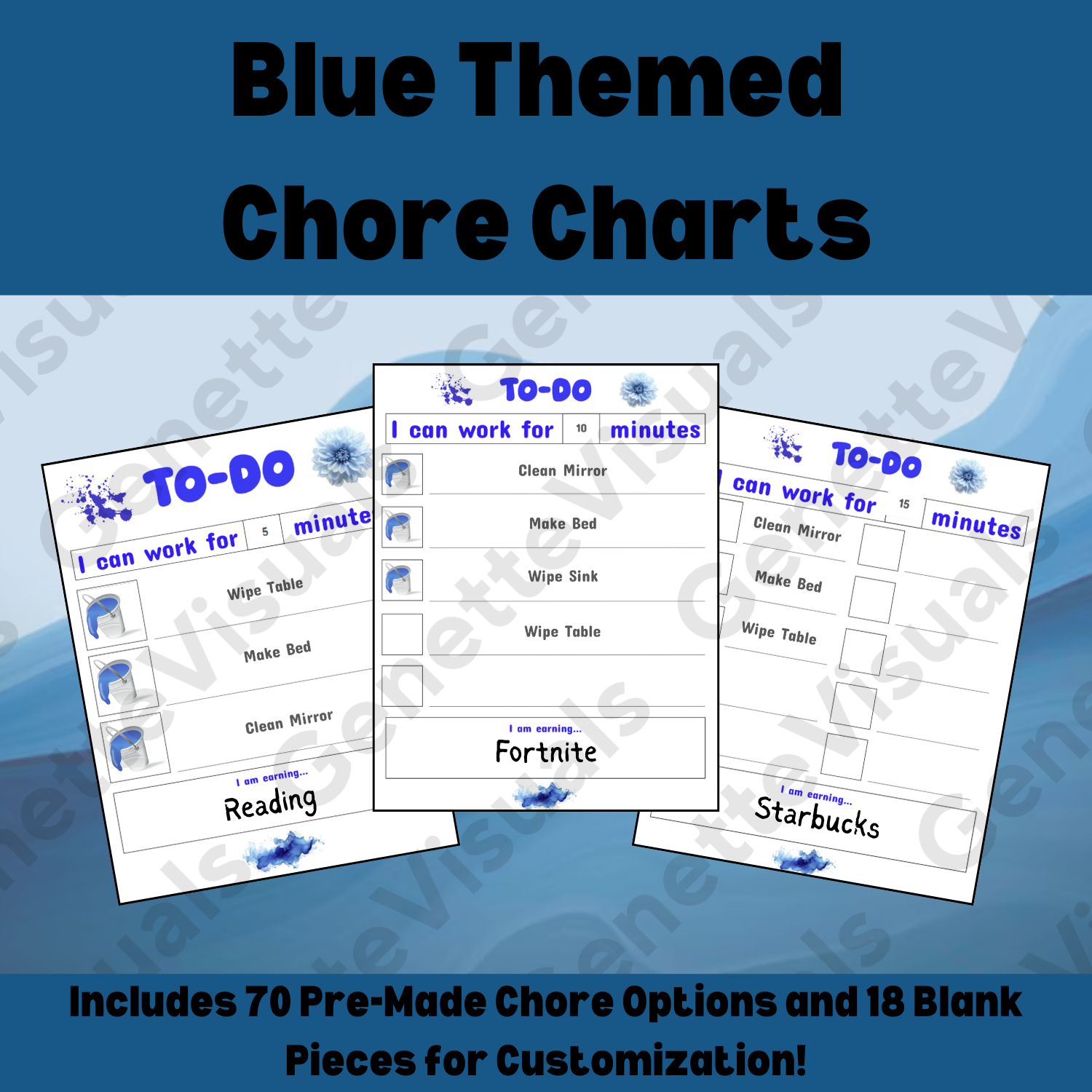 Blue Chore Motivation Chart