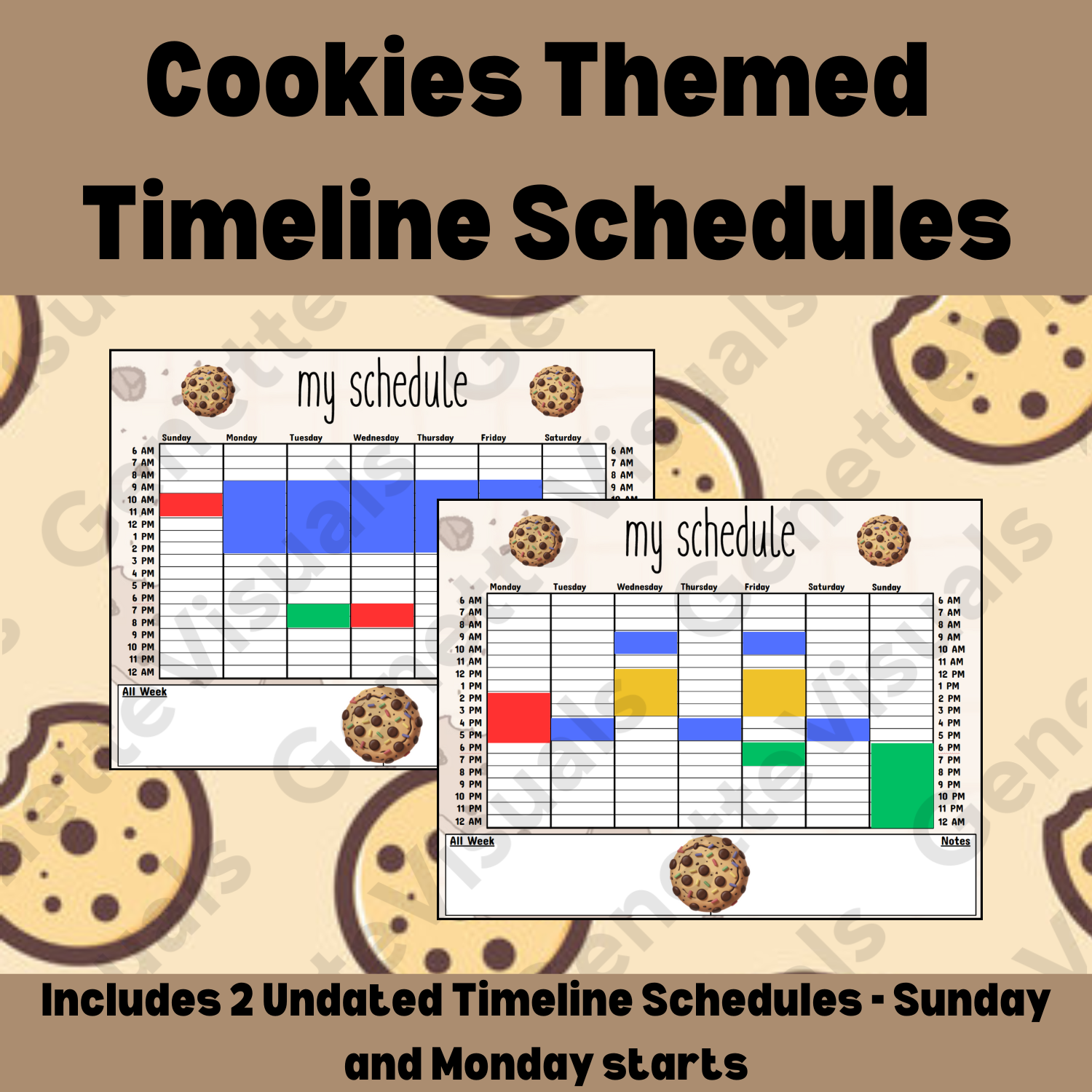 Cookies Timeline Schedule (Weekly)