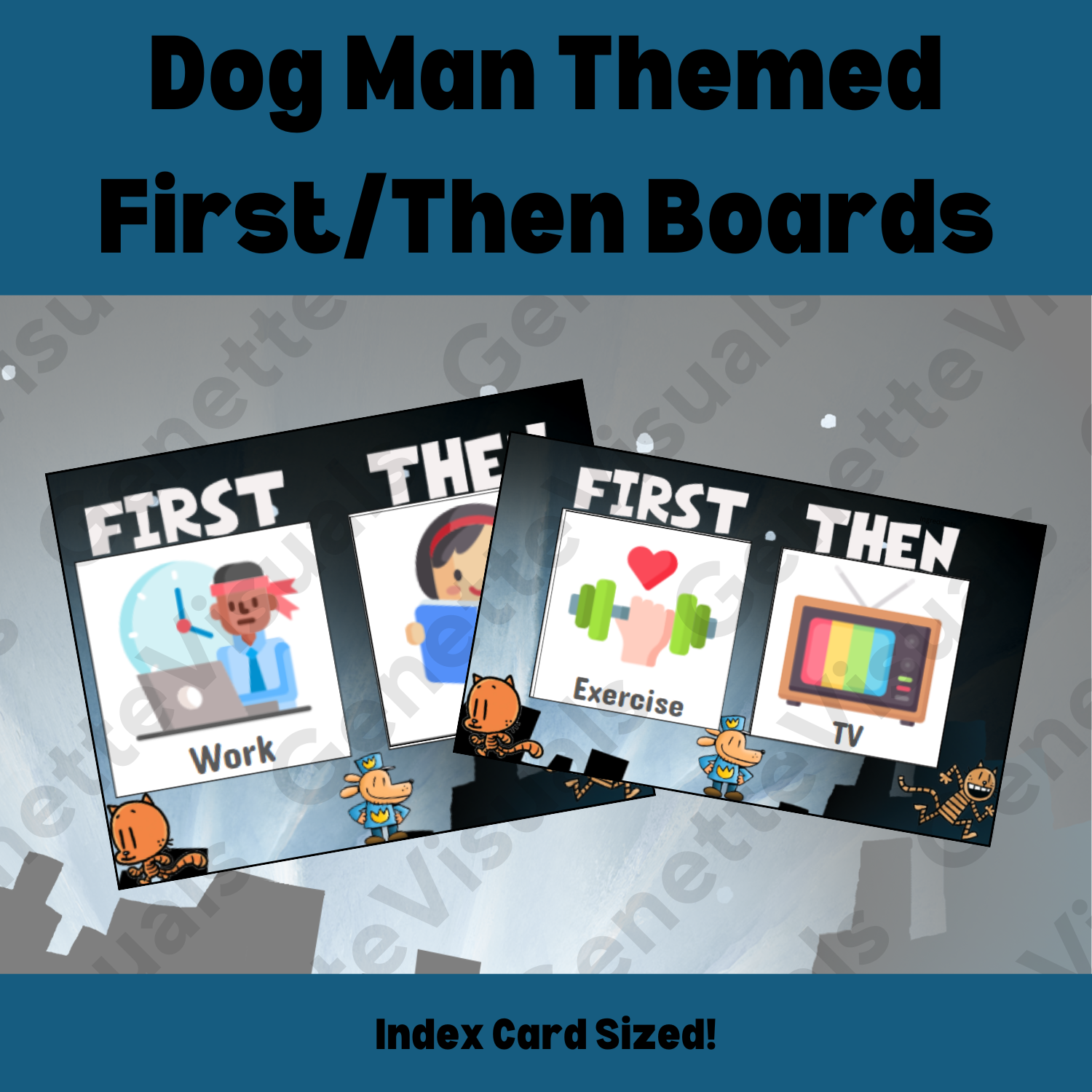 Dog Man First-Then Board (Index Card)
