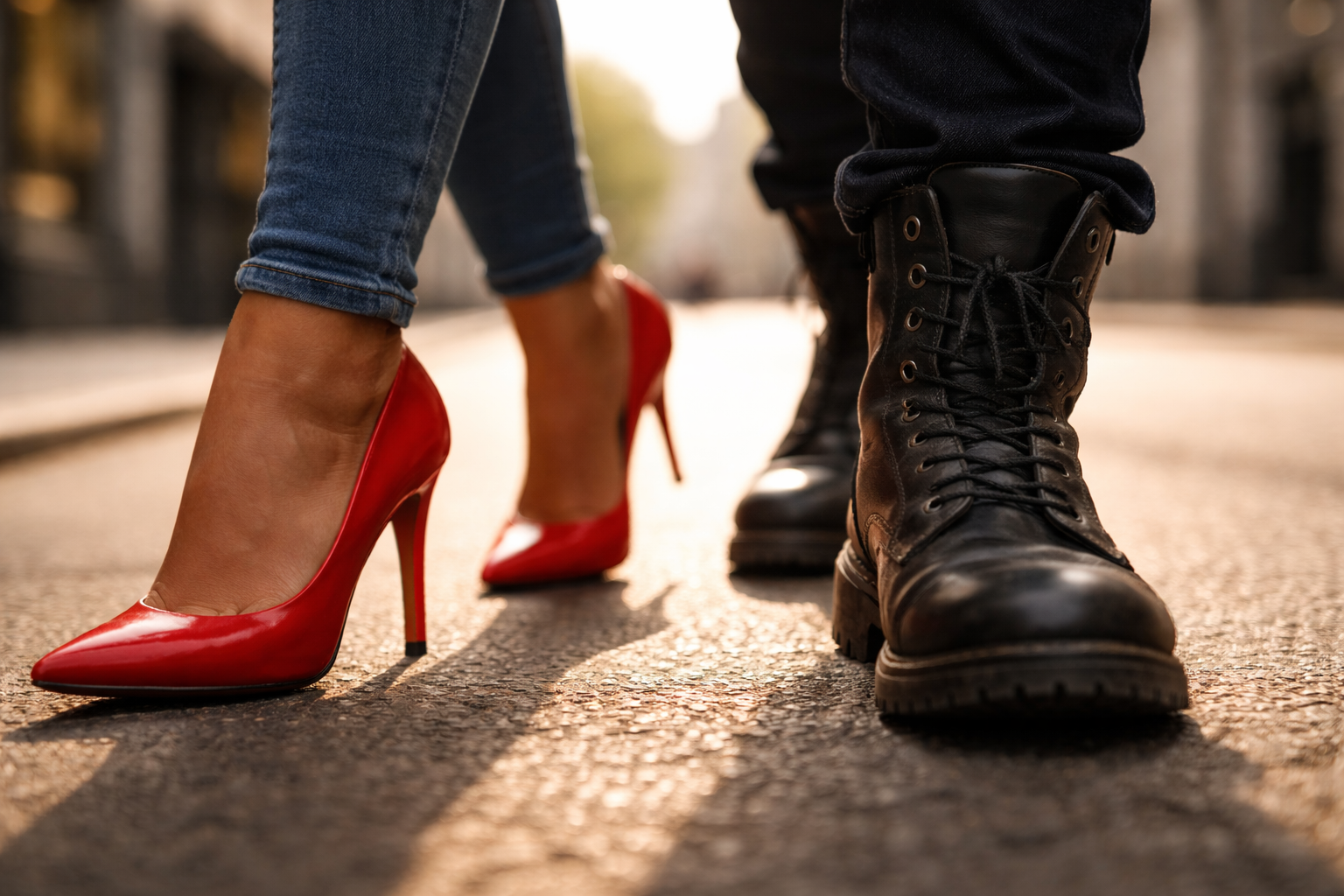 stiletto and combat boot