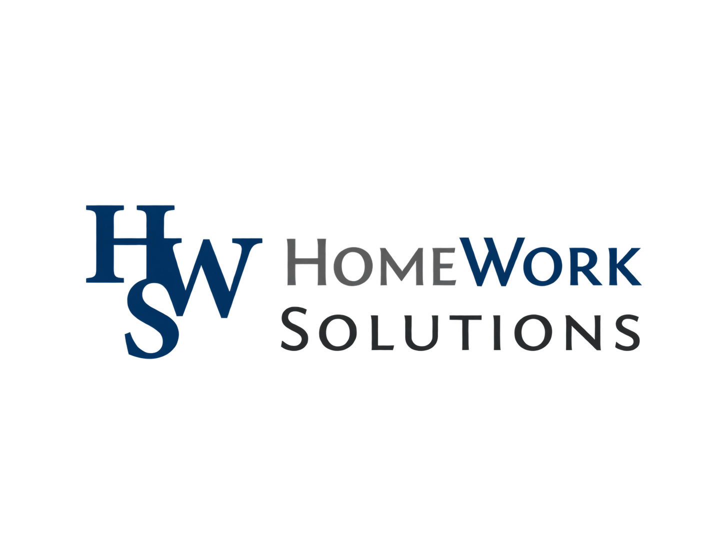 Logo for Homework Solutions with blue and gray text and a stylized house icon.