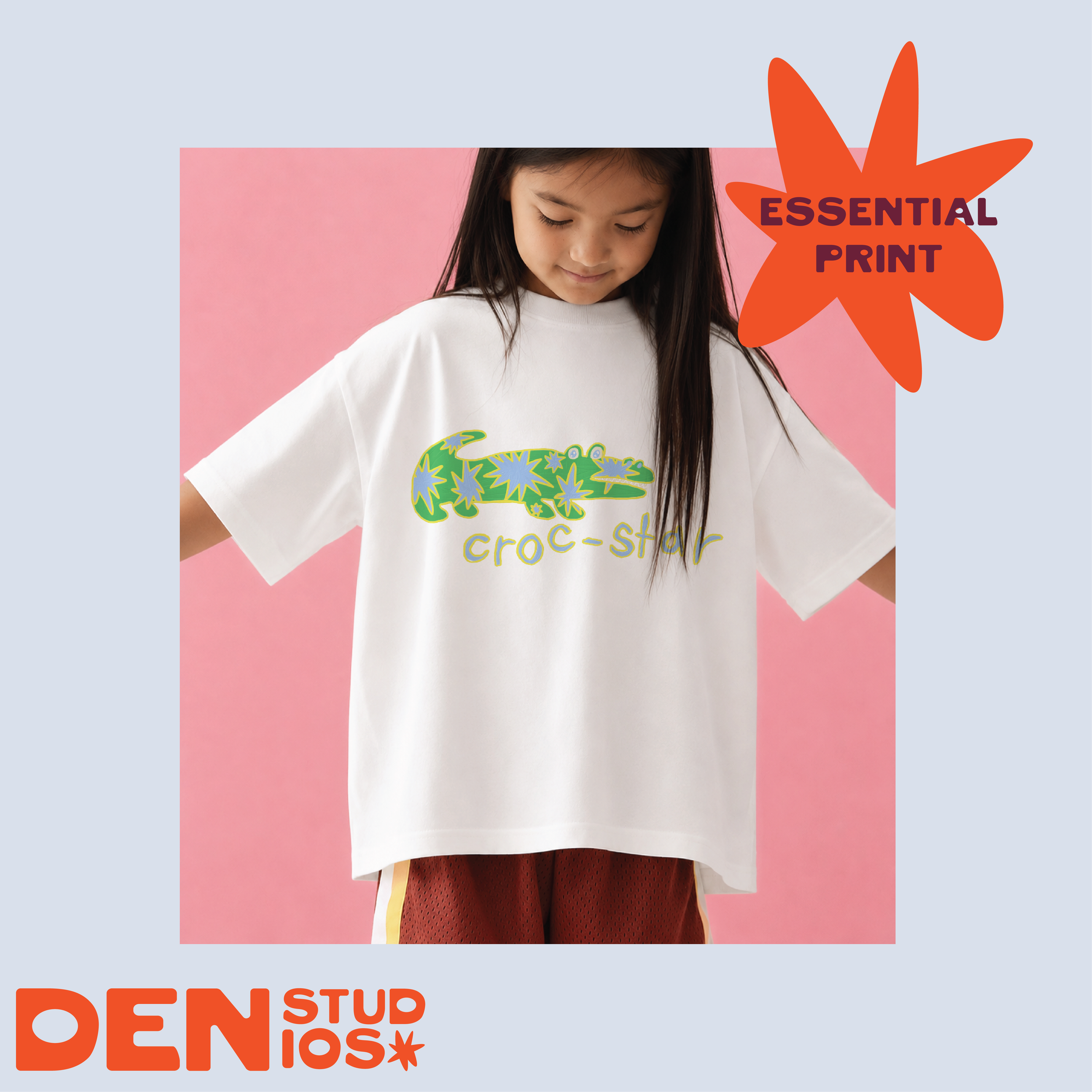 CrocStar Essential Print on tshirt in tropics — Den Studios surface pattern design